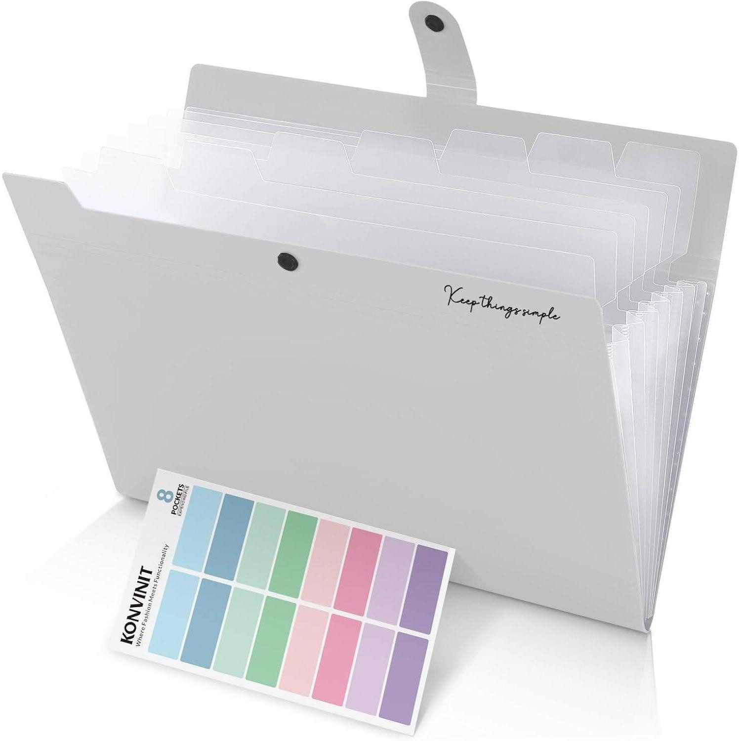 Fächermappe Fächermappe Dokumentenmappe 7 Fächer Farbetiketten A4 8 Tasche Grau