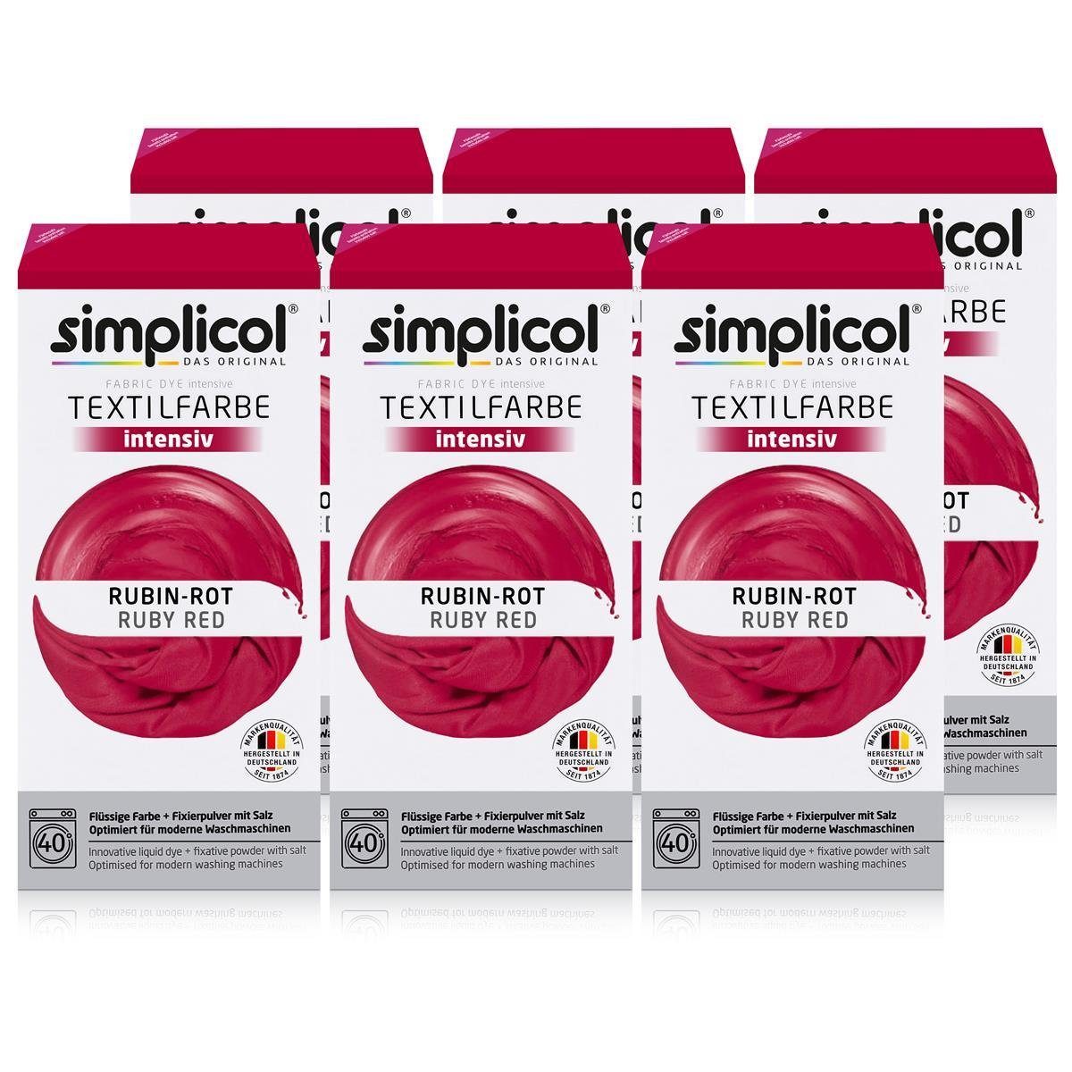 simplicol Textilfarbe Simplicol Textilfarbe intensiv Rubin-Rot - Einfaches Färben (6er Pack)