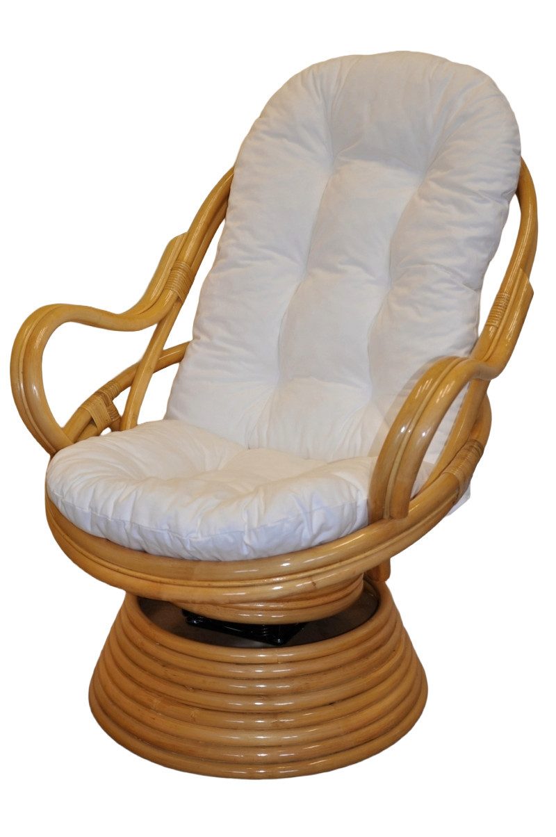 Rattani Rattanstuhl Rattan Drehsessel, Drehwippsessel Linda Fb. honig, 13 Polsterfarben zur Auswahl