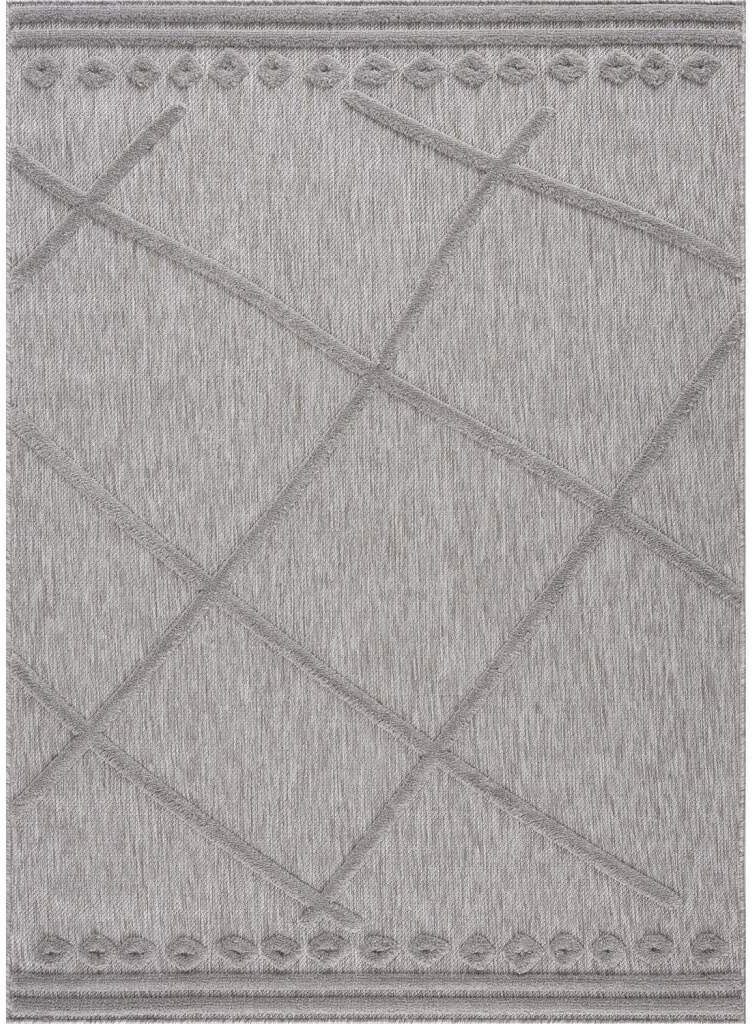 Teppich In-& Outdoorteppich Santorini 58578, Flur Höhe: UV-beständig Carpet Küche, grau & Wetterfest Terrasse, für Balkon, City, 3D-Effekt, mm, Raute-Optik, 5 rechteckig