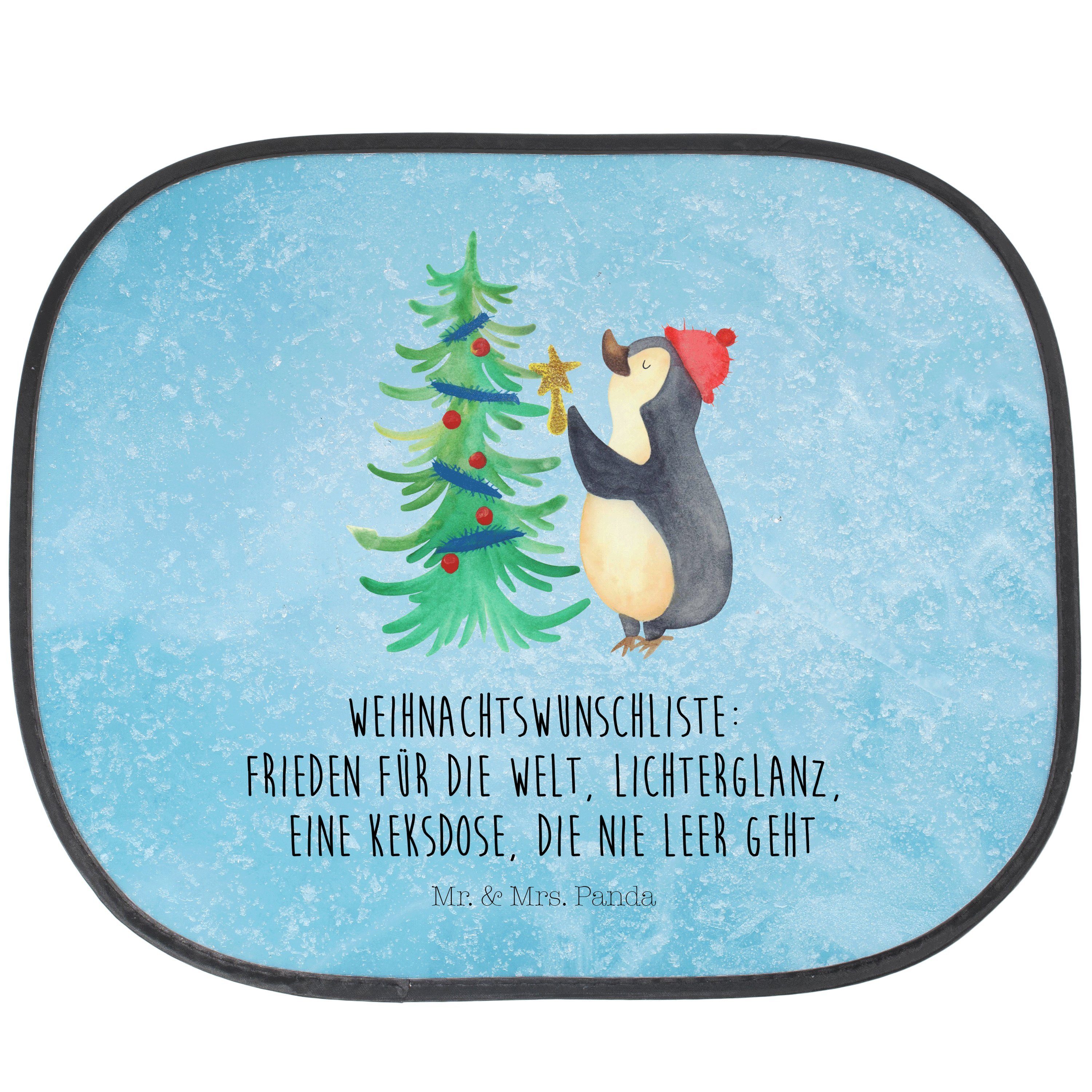 Sonnenschutz Pinguin Weihnachtsbaum - Eisblau - Geschenk, Auto Sonnenschutz, Weihn, Mr. & Mrs. Panda, Seidenmatt