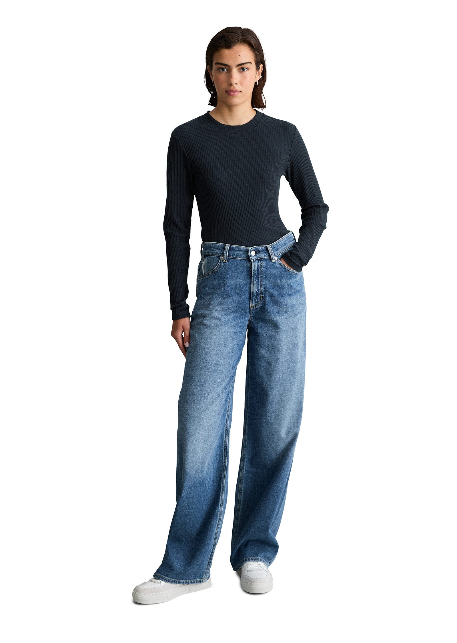 Marc O'Polo DENIM Langarmshirt aus Rippjersey