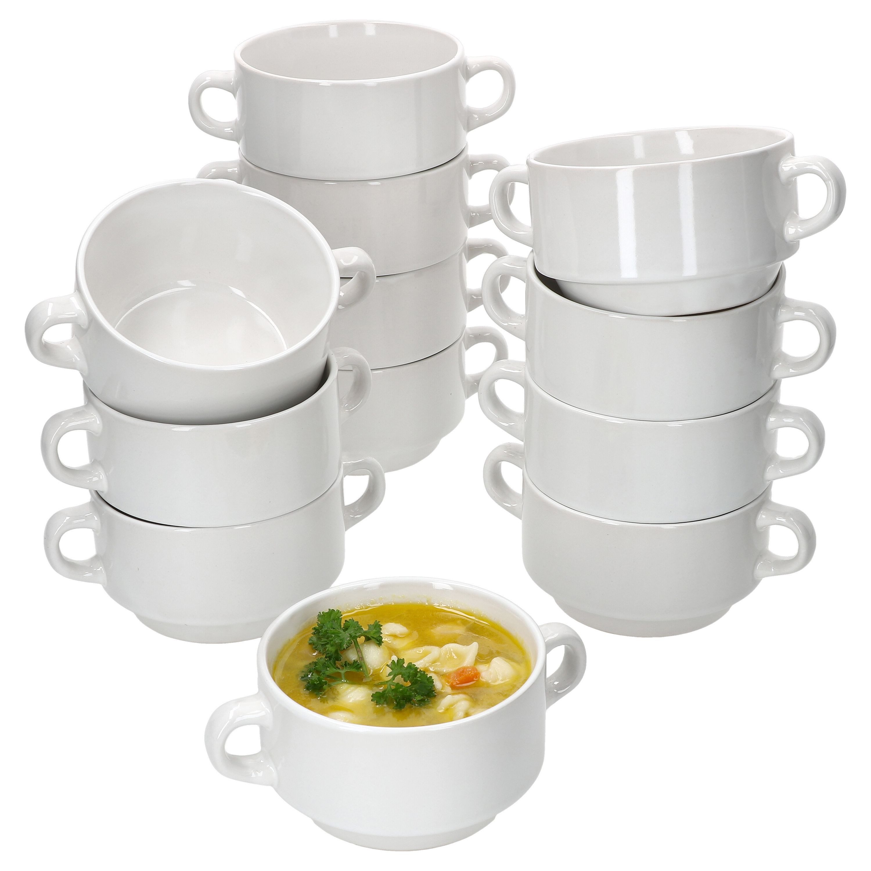 MamboCat Suppenschüssel 12er Set Stiva Suppenschale weiß 250 ml, Porzellan