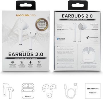 SOUNDLIVING Kabellos Earbuds 2.0, 22 Stunden Wiedergabezeit In-Ear-Kopfhörer (Sicherer Halt für aktive Bewegungen und stundenlangen Musikgenuss., Mit Maksimal Komfort Mit Touch Bluetooth 5.2 Kopfhörer)