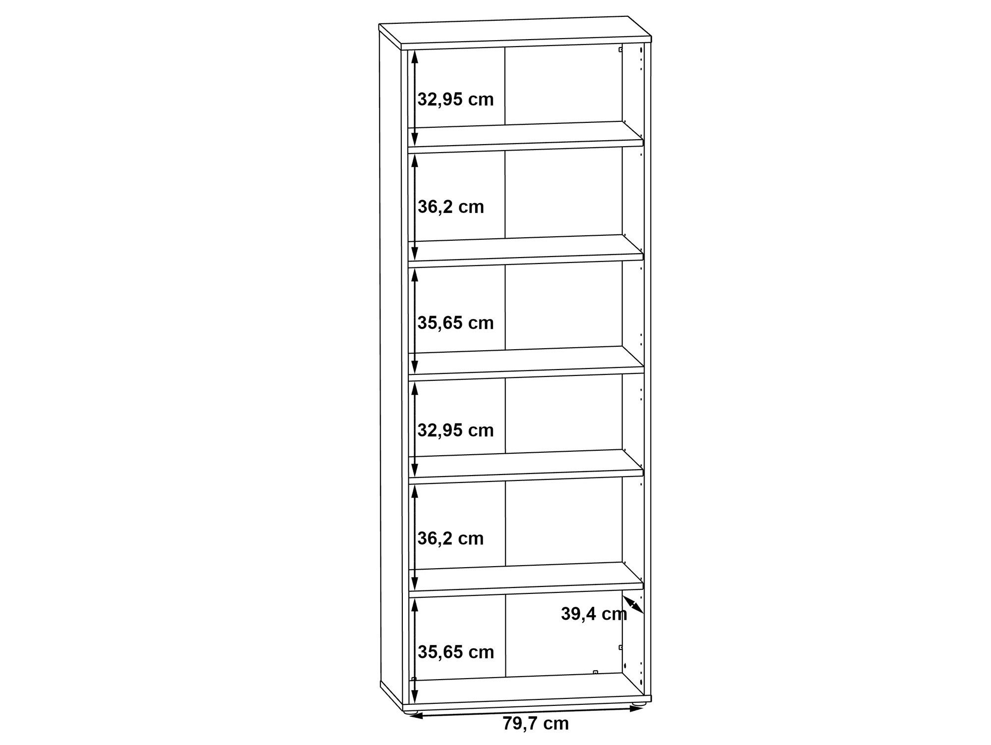 Moebel-Eins Bücherregal, KALINA weiss/grau Material Dekorspanplatte, IV, Büroregal