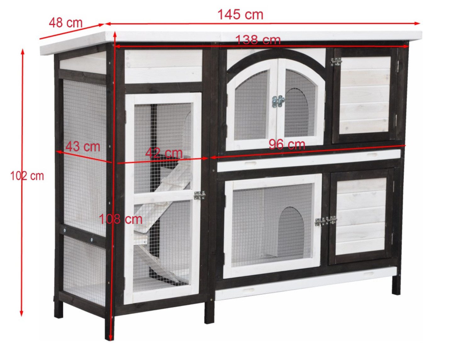 nanook Kleintierkäfig Kleintierstall Jumbo braun 145 x 48 x 109 cm