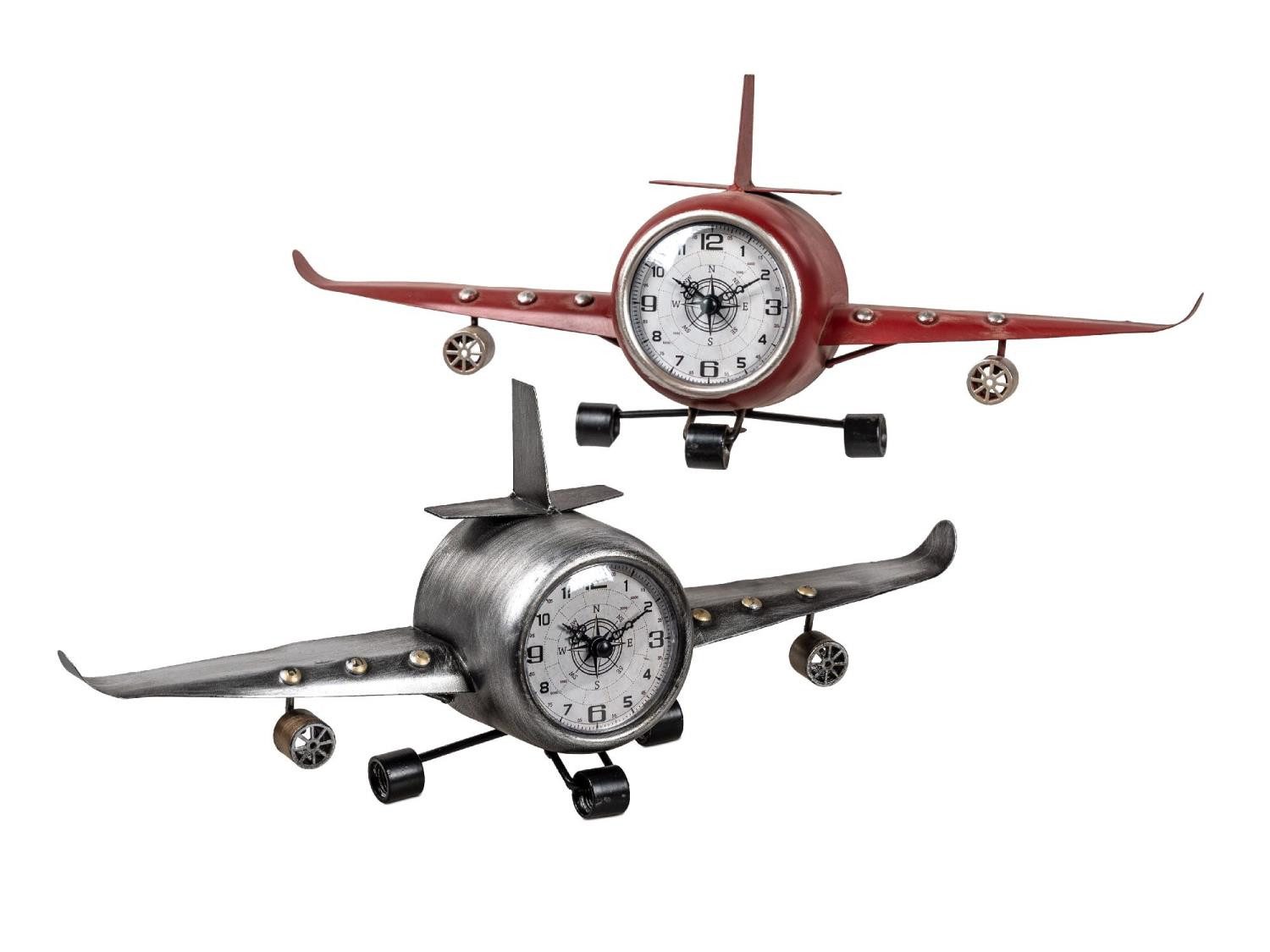 formano Tischuhr Fahrzeuge Höhe: 17cm, Farbe: Silber, Motiv: Flugzeug