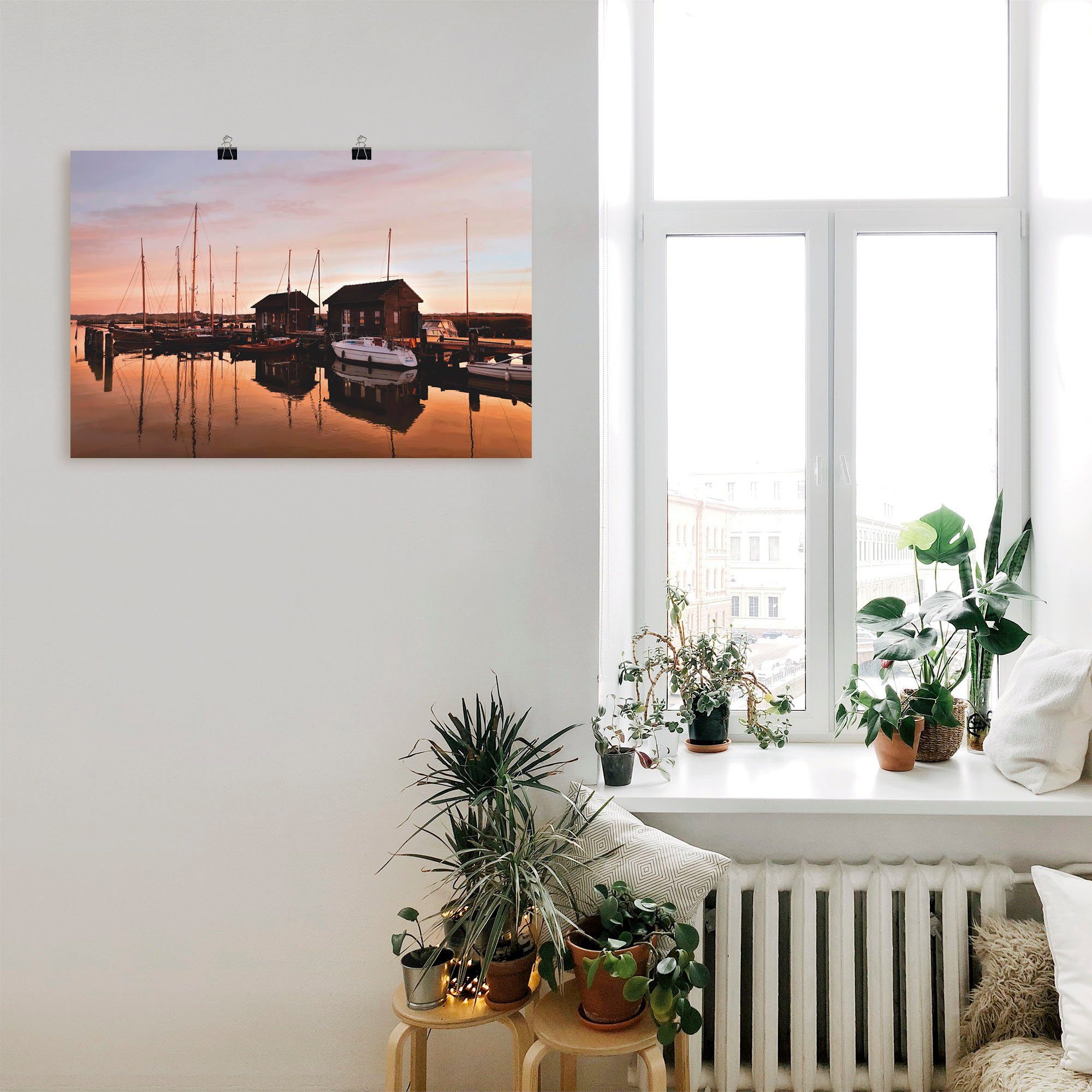 Alubild, als Boote (1 St), versch. Hafen Poster in Schiffe & oder Wandbild Artland Wandaufkleber Sonnenuntergang Leinwandbild, Meer, Größen