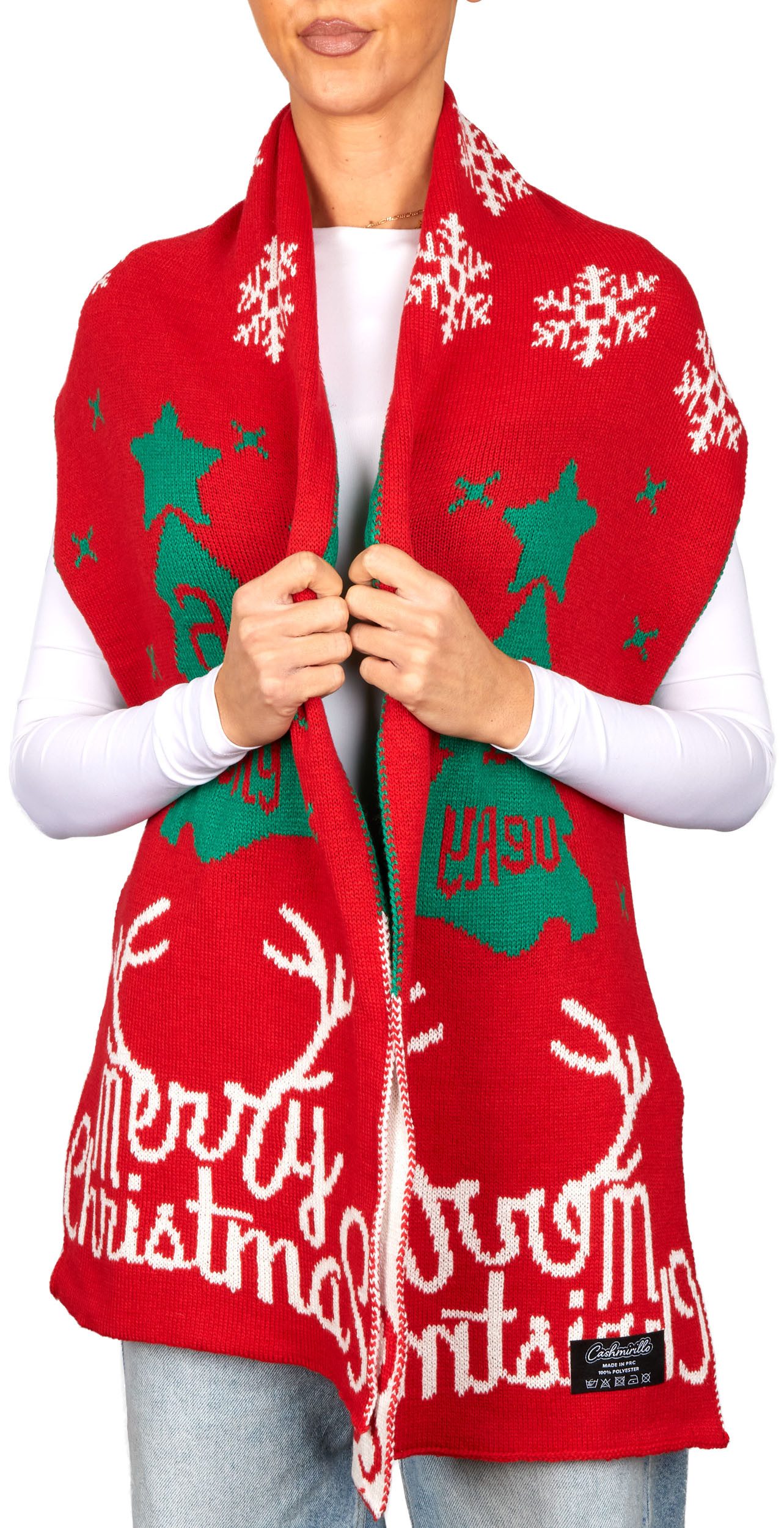 BRUBAKER Schal Cashmirillo Weihnachtsschal für Damen und Herren - Merry Christmas, (Weihnachten Schal, 1-St. Damenschal mit weichem Kaschmir-Gefühl), 70 x 200 cm - Warm & Kuschelig für Herbst & Winter - Winterschal