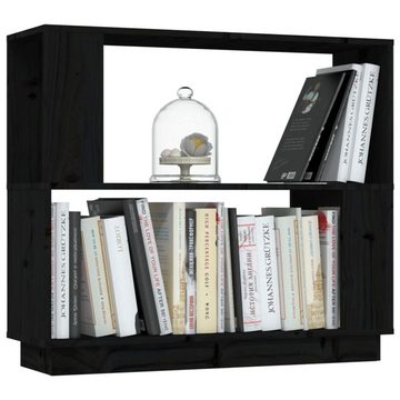 furnicato Bücherregal Bücherregal/Raumteiler Schwarz 80x25x70 cm Massivholz Kiefer