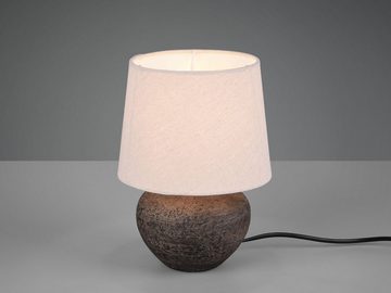 meineWunschleuchte LED Tischleuchte, LED wechselbar, Warmweiß, kleine Design-klassiker mit Keramik & Stoff Lampenschirm Beige H: 25cm