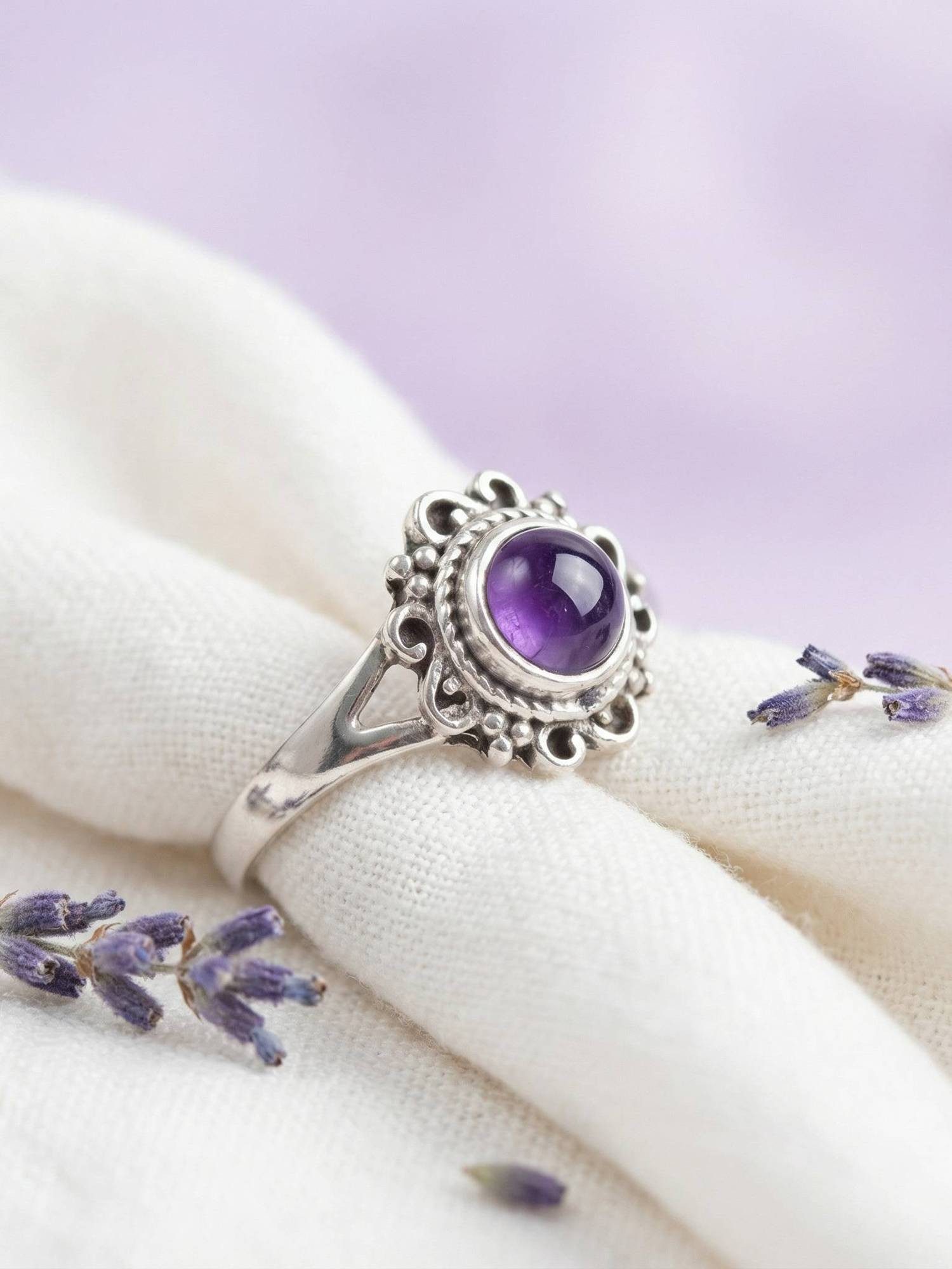 mantraroma Silberring CARINO aus 925 Silber mit Amethyst (Ring mit Schmuckb günstig online kaufen