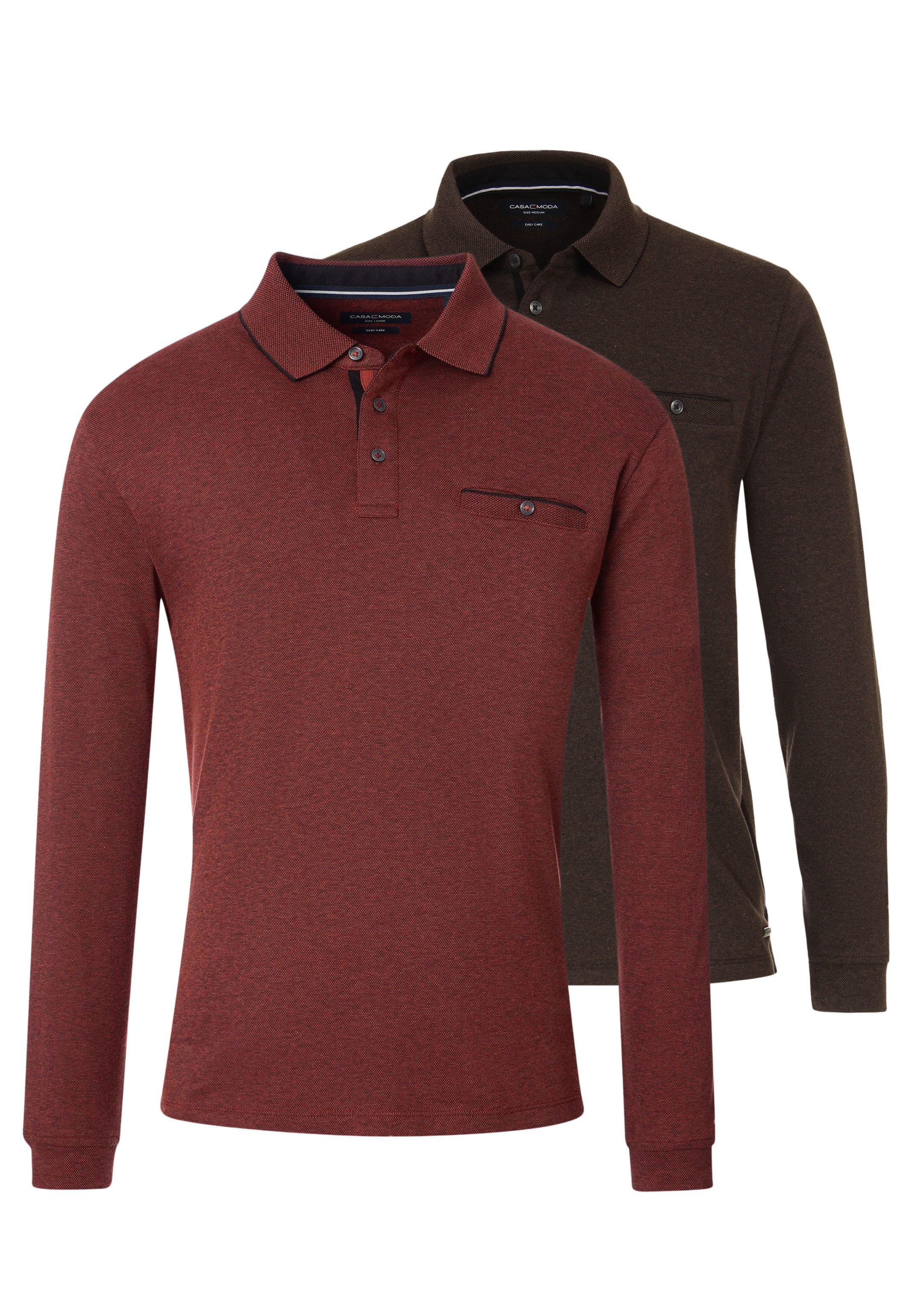 CASAMODA Langarm-Poloshirt 2er Pack Basic (Spar-Set, günstig online kaufen