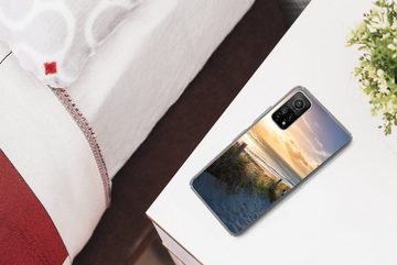 MuchoWow Handyhülle Sonnenuntergang - Strand - Düne - Gras - Bank, Phone Case, Handyhülle Xiaomi Mi 10T, Silikon, Schutzhülle