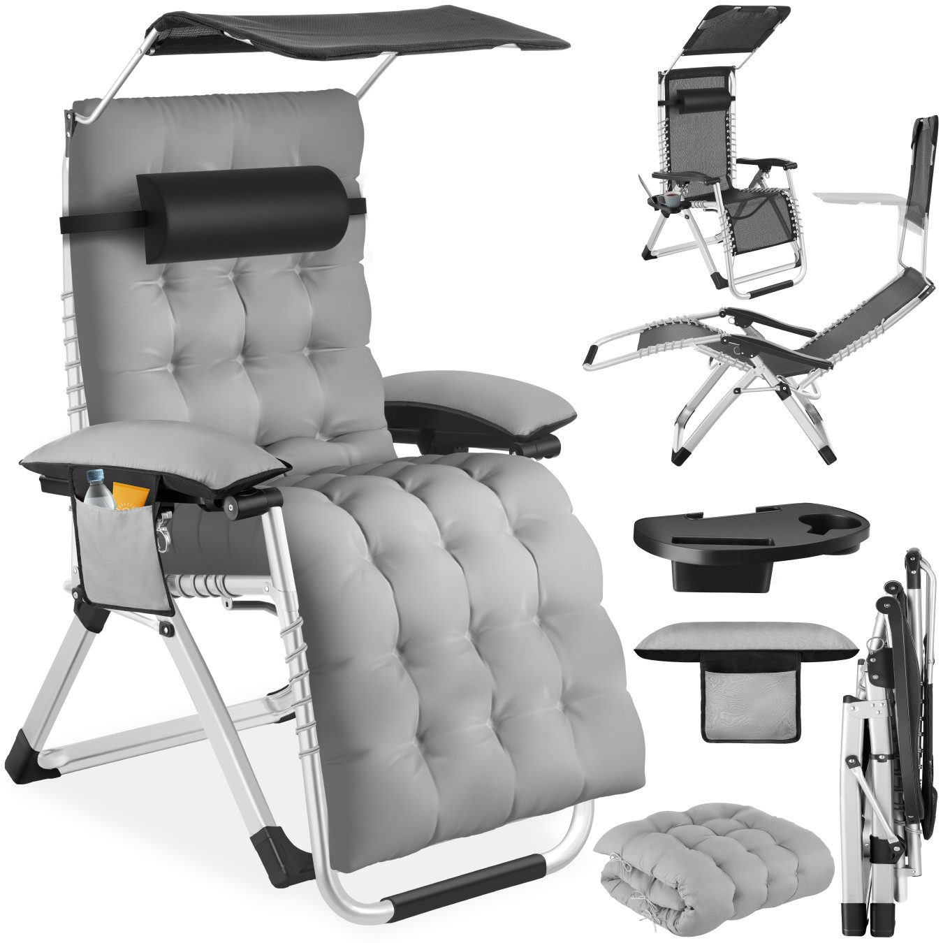 tectake Gartenstuhl Sonnenliege Cloud II mit Sonnendach, klappbar (Set., 1 günstig online kaufen