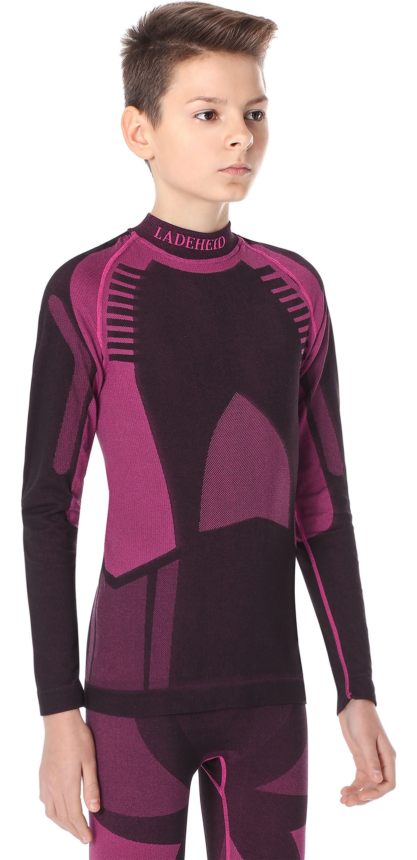 Ladeheid Funktionsunterhemd Damen Funktionsunterwäsche langarm Schwarz/Rosa Thermoaktiv Shirt