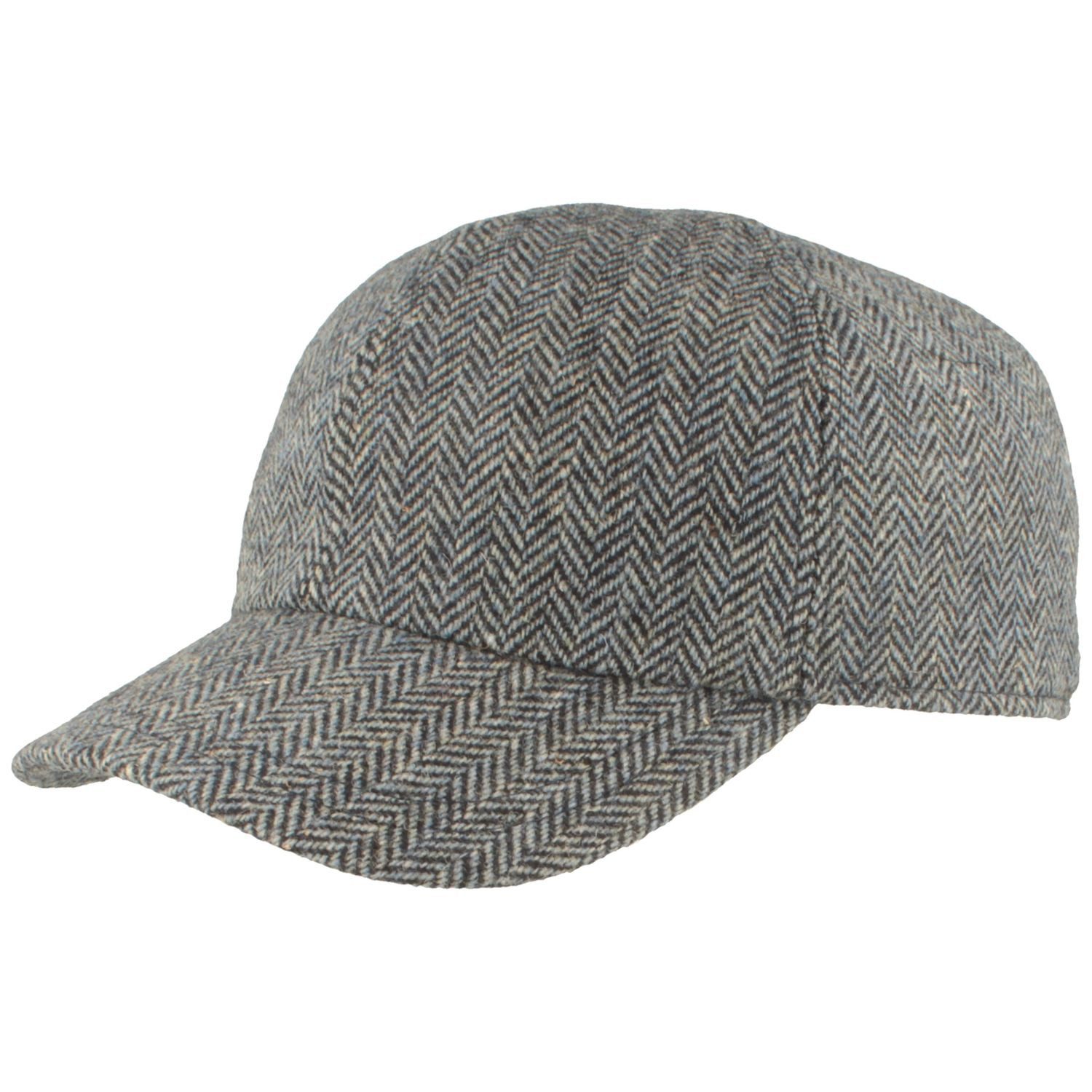 Breiter Baseball Cap mit Fischgrätmuster und Ohrenschutz günstig online kaufen