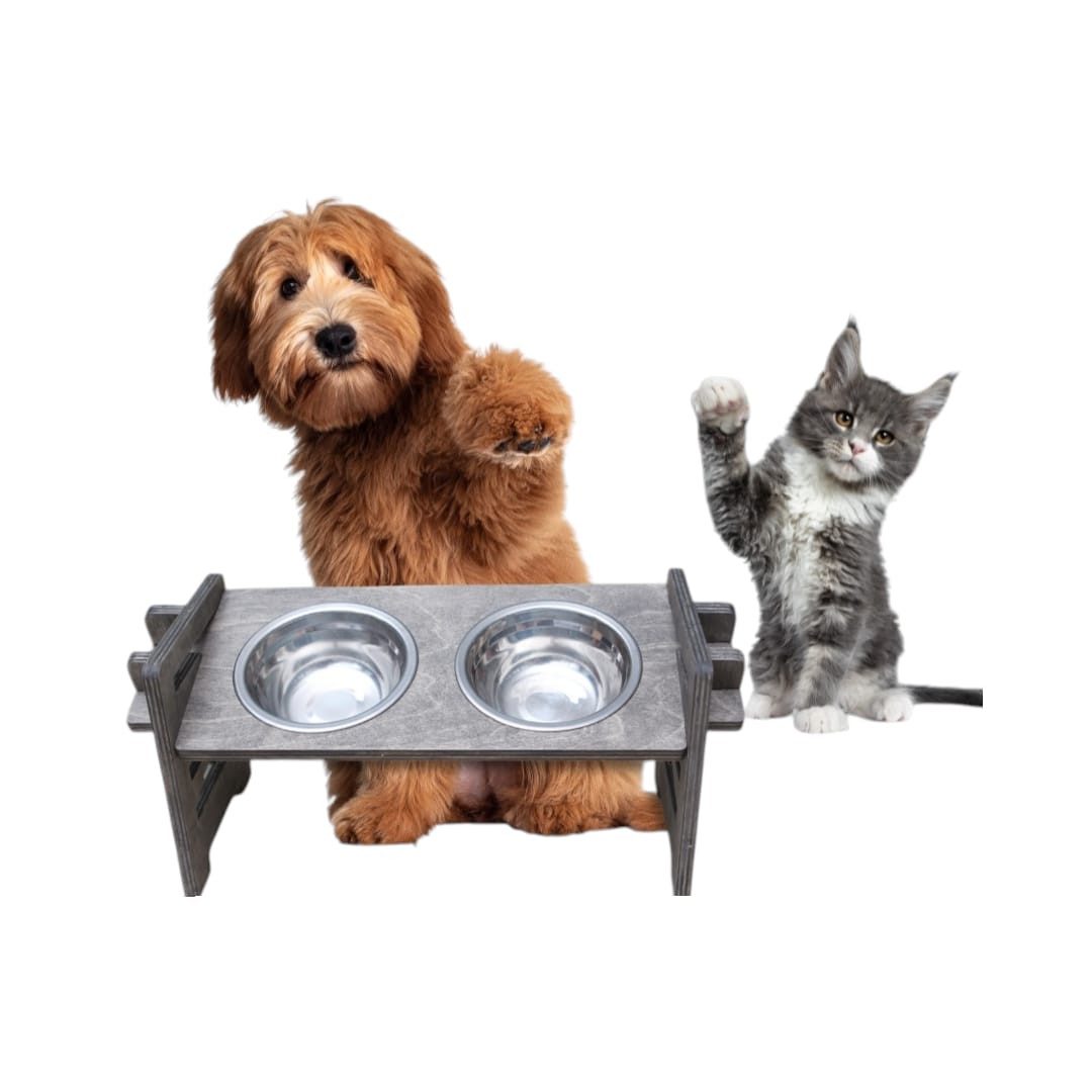 Futterstation Futterstation aus Holz höhenverstellbare Futternapf für Hund & Katze