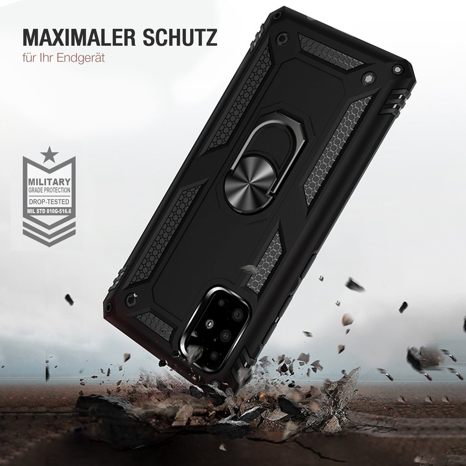 Tec-Expert Handyhülle Outdoor Cover Hülle für Samsung Galaxy A51 6.5 Zoll, 6.5, Premium Hülle aus verstärktem Polycarbonat