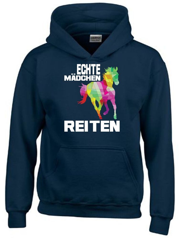 coole-fun-t-shirts Hoodie Echte Mädchen Reiten - Sweatshirt mit Kapuze Pulli 6-14 Jahre Mädchen Sweatshirt mit Kapuze für Pferdemädchen