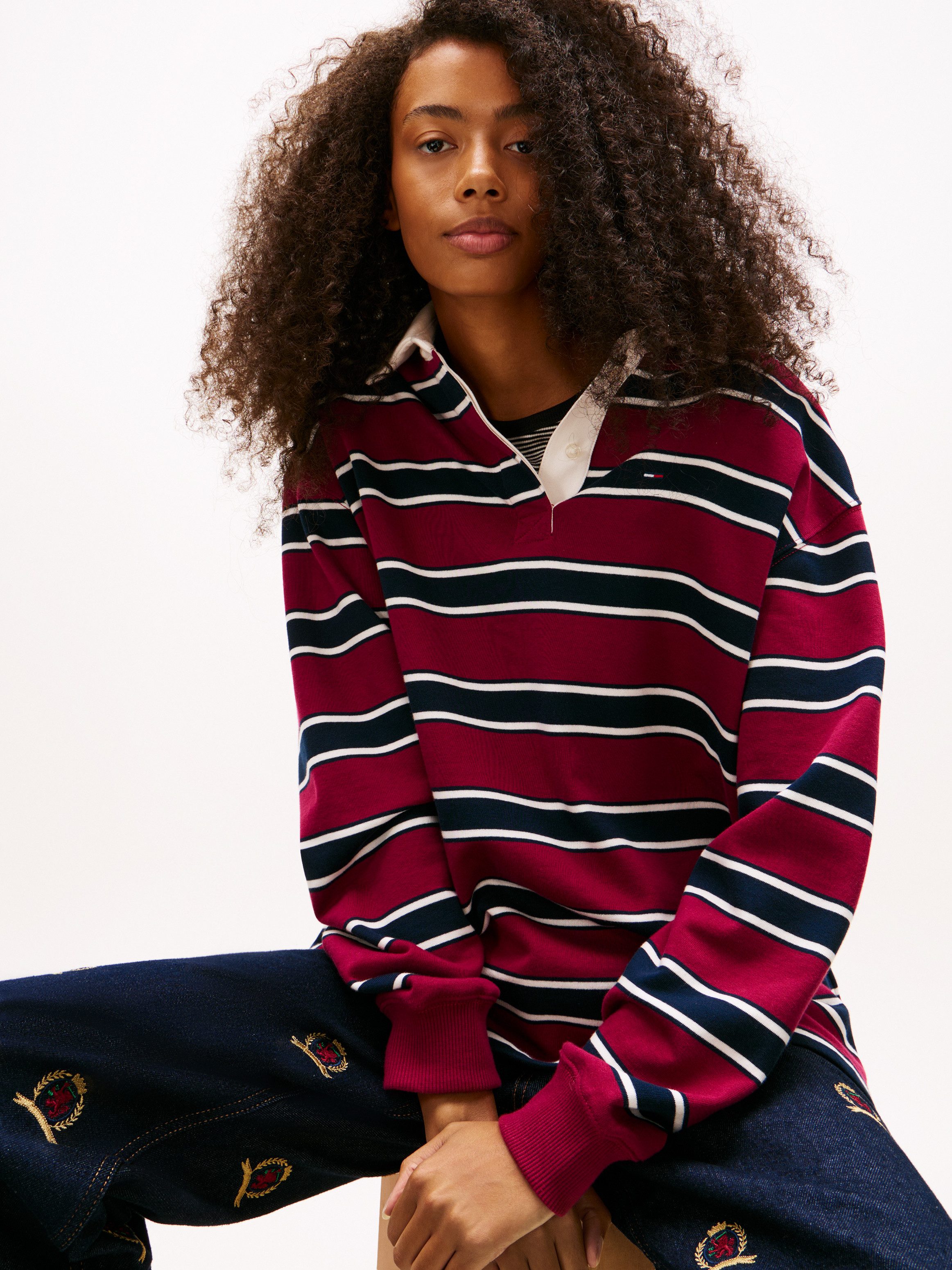 Tommy Jeans Sweatshirt TJW RLX S-FLAG STRIPE RUGBY EXT günstig online kaufen