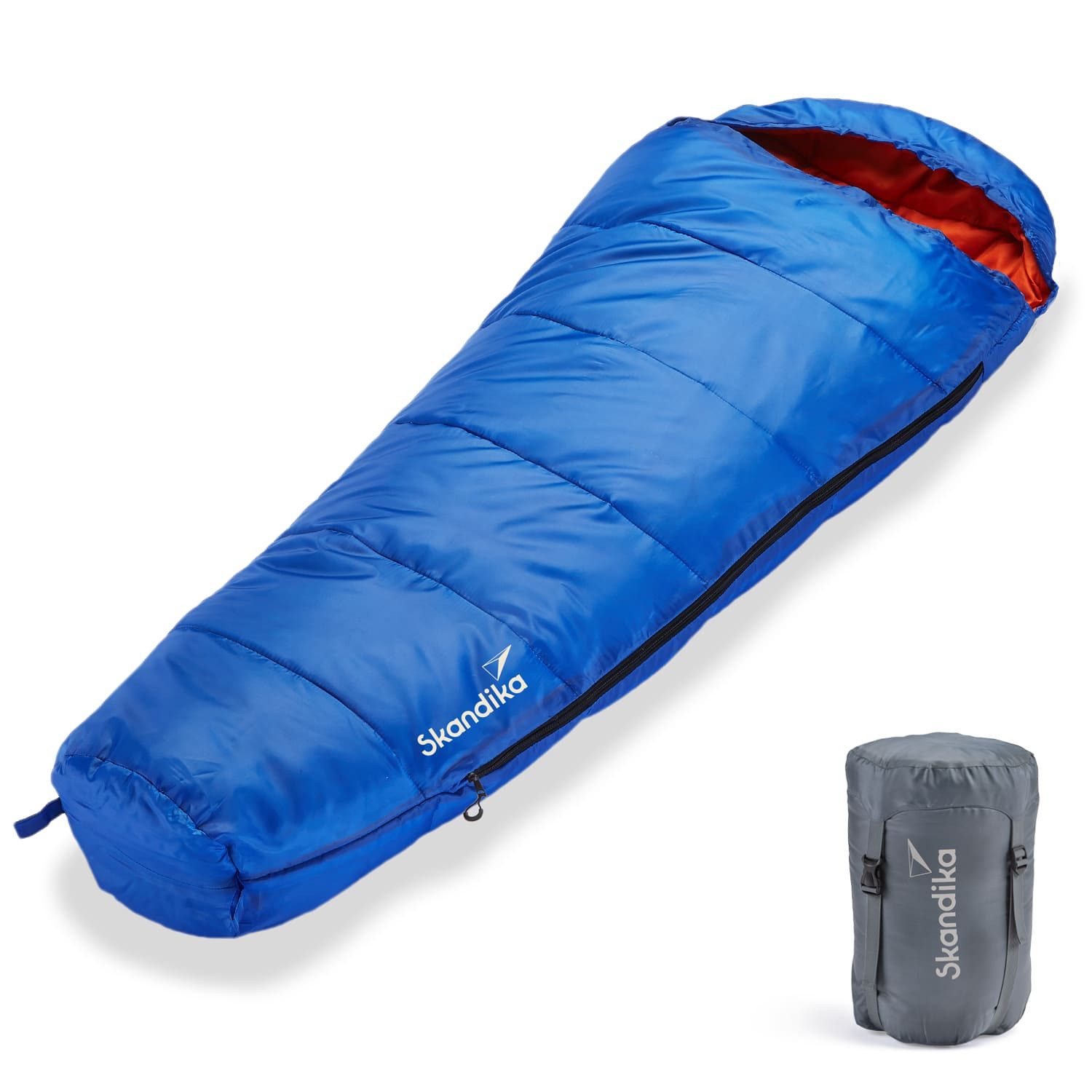 Skandika Kinderschlafsack Vegas Junior, Polycotton, 2-Wege Reißverschluss, Innentasche mit Klett (Kapuze/Kopfteil mit Kordel, Reißverschlussabdeckung mit Klett), weiches Innenfutter, wasserabweisend, kompakt, 12 bis 3°C, 170 x 70 cm