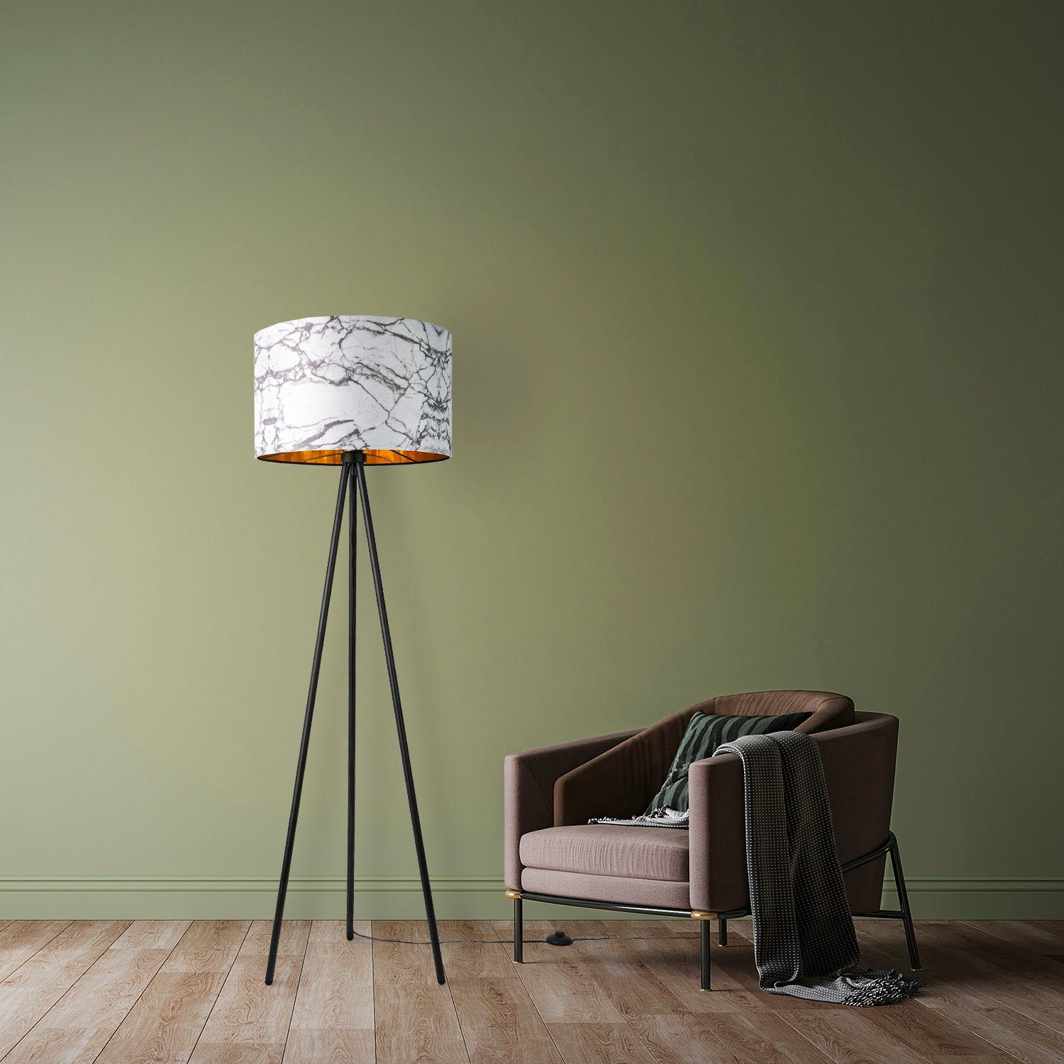 Kraft, Trina Marmor Home Stein Stehlampe Standleuchte ohne Design Weiß Paco Leuchtmittel, Schlafzimmer E27 Grau