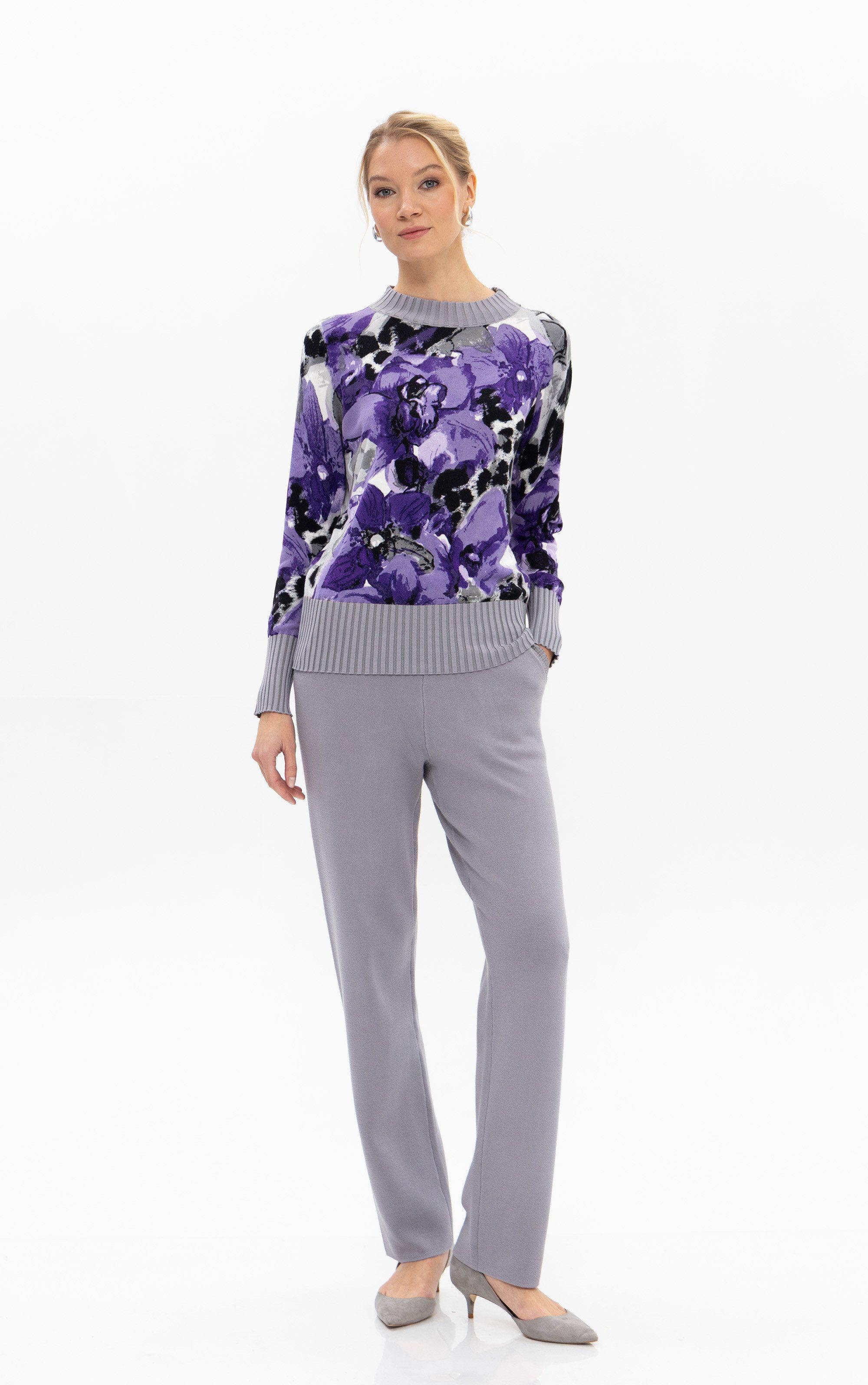 Passioni Strickpullover mit Blumenmotiv günstig online kaufen