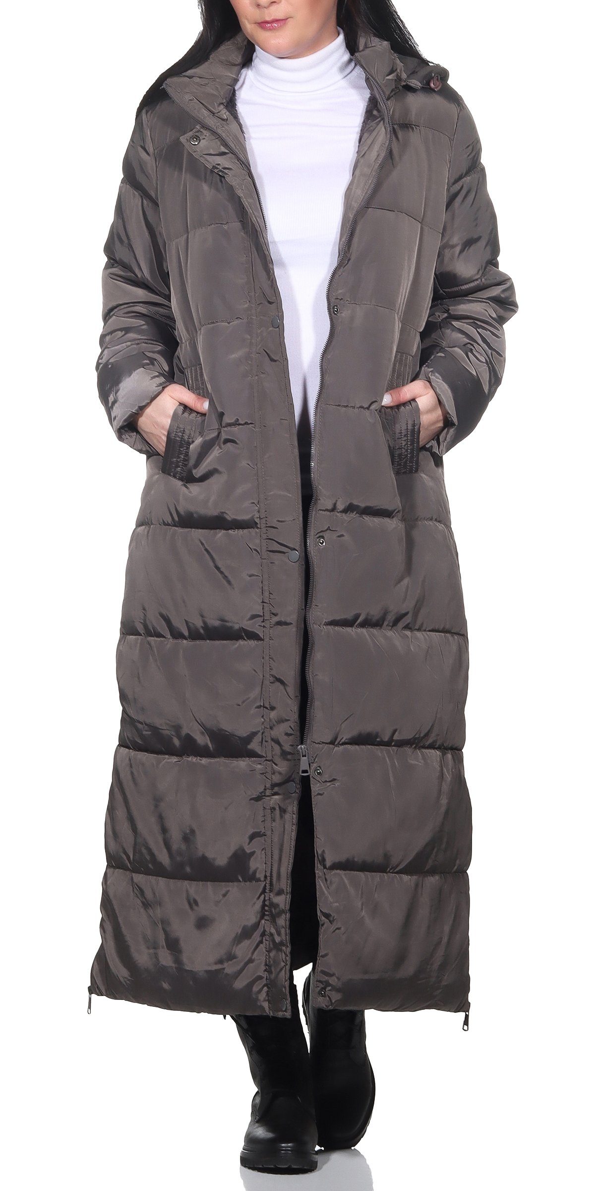 Aurela Damenmode Steppmantel Longmantel gefütterter Damen günstig online kaufen