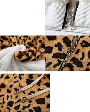 AFAZ New Trading UG Sweatblazer Damen-Sweatjacke mit Kapuze und Reißverschluss im Leopardenmuster
