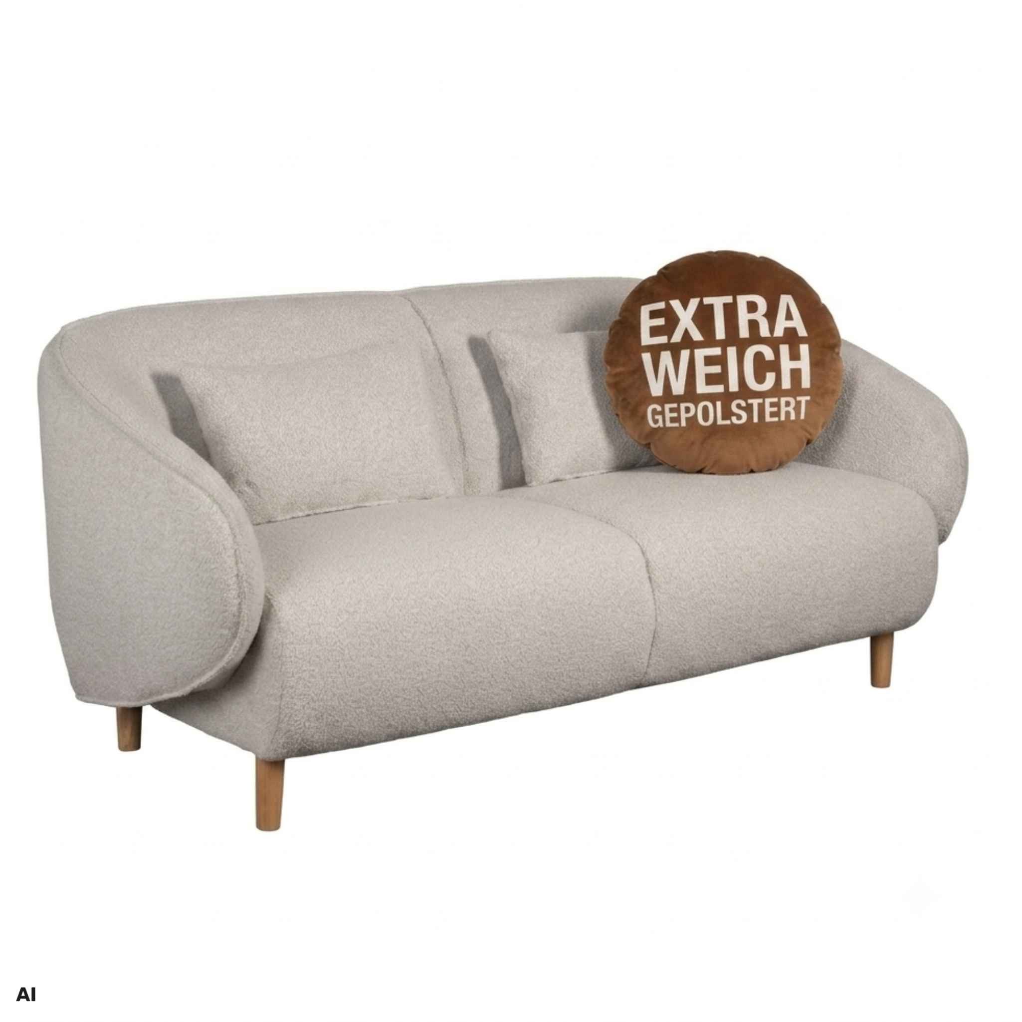 MR.DEKO Loungesofa Lounge Sofa Alezio – 3-Sitzer, 189x78x86 cm, Strukturstoff, 3-Sitzer Sofa, montiert geliefert, mit Knuffelkissen 1 Teile, Bequemes Dreisitzer Sofa mit Armlehnen & Rückenlehne, inkl. Kissen