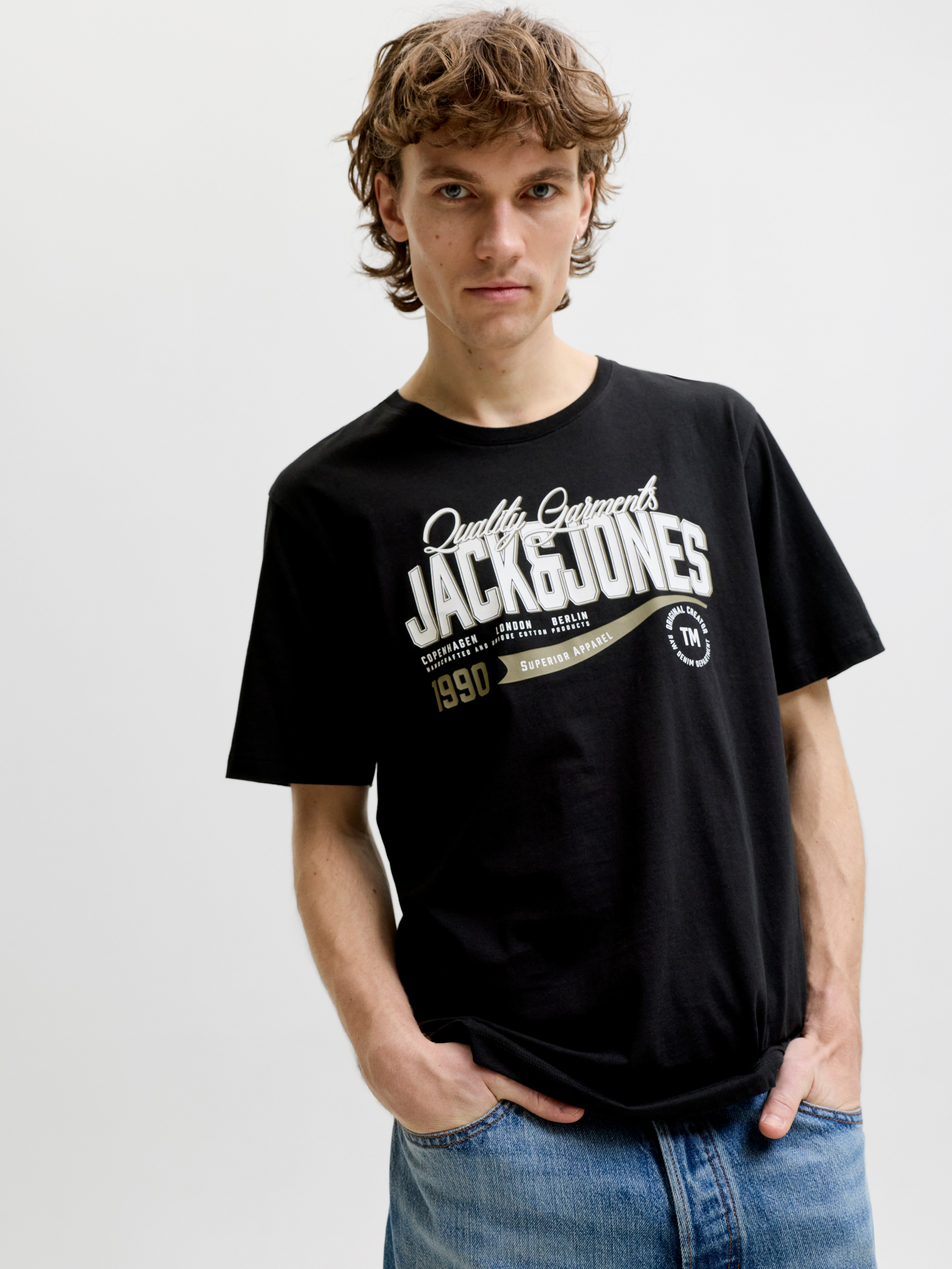 Jack & Jones T-Shirt JJELOGO TEE SS O-NECK 2 COL AW26 SN Baumwolle, regular fit
