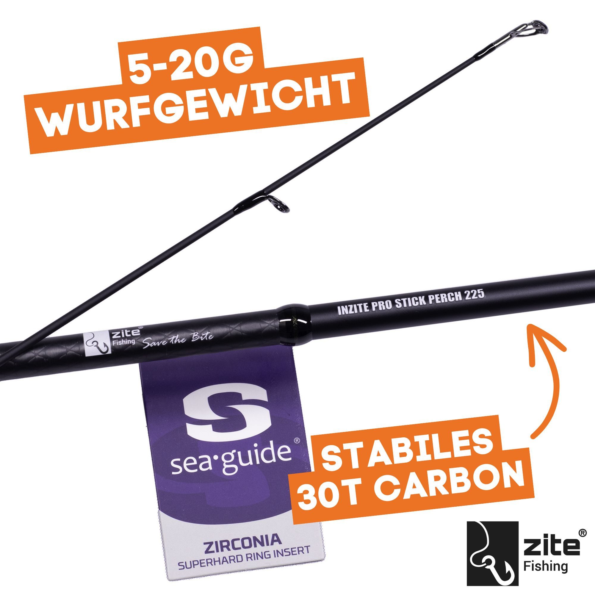 Zite Spinnrute Inzite Pro Stick Barsch Starter-Set - Angelrute + Angelrolle & mehr