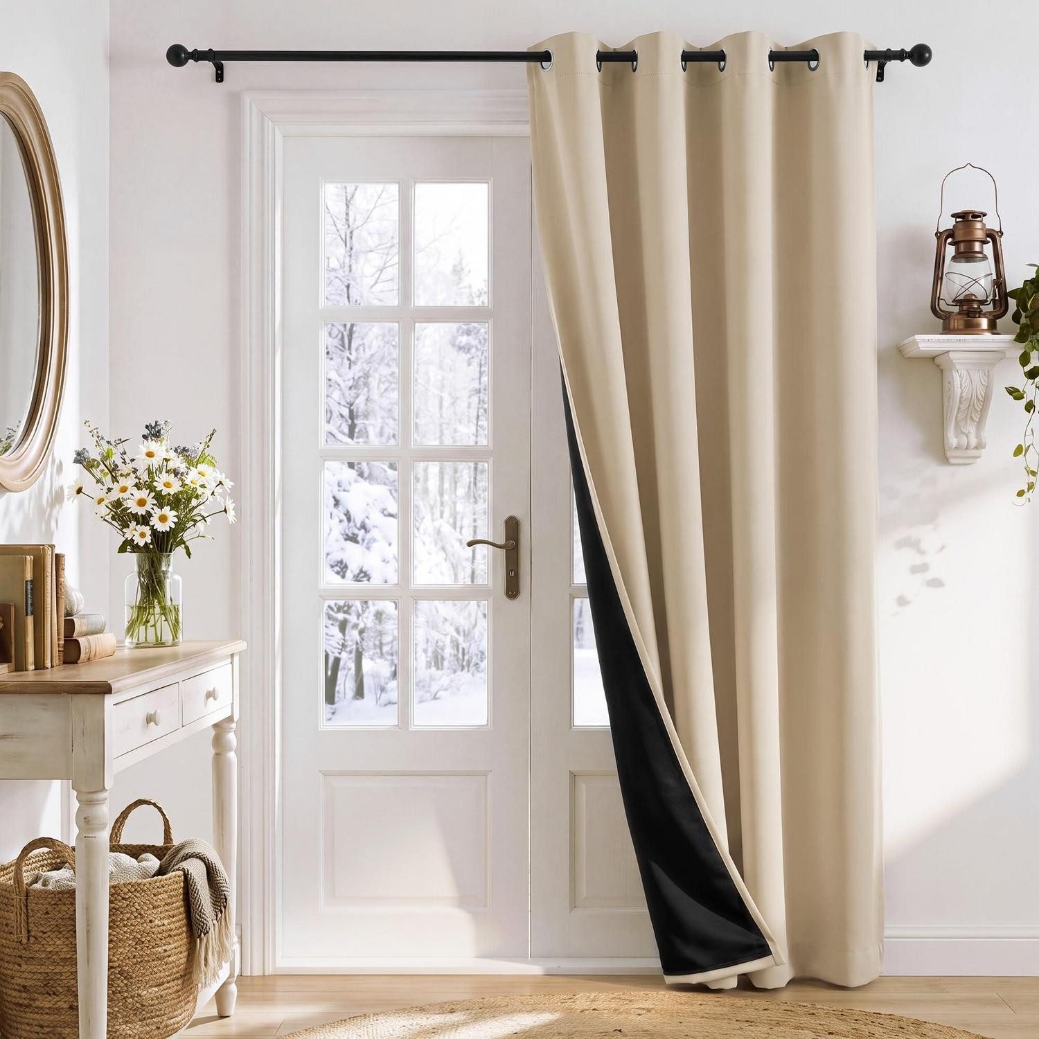 LuxusKollektion Türvorhang Thermo-Vorhang Ösen Verdunkelung Biscotti Beige H240xB140cm (1 St)