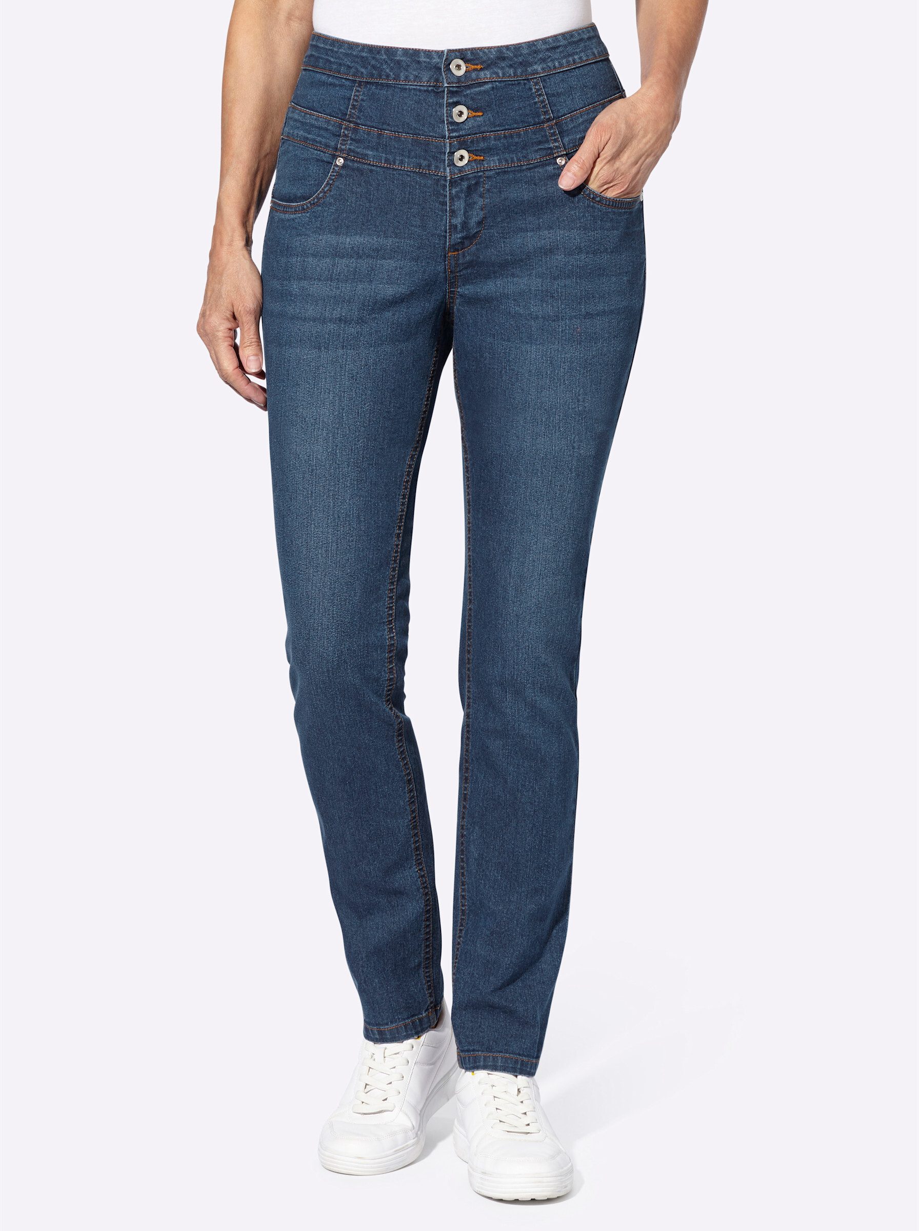 Sieh an! Bequeme Jeans Jeans erhöht