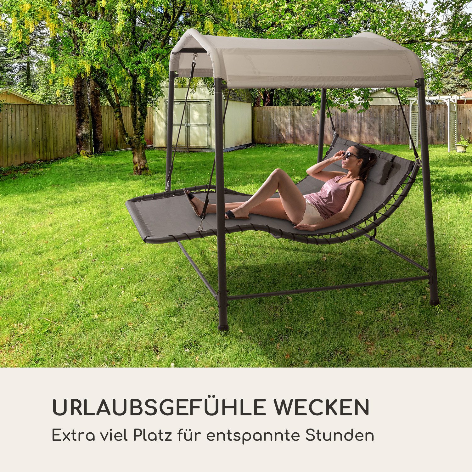 blumfeldt Doppelschaukel Palermo, sanfte Schaukelbewegungen,Sonnen- und Regen-Schutz-Dach