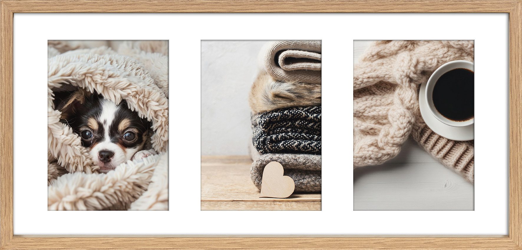 Wackadoo Living Bilderrahmen Collage aus MDF Holz, für 3 Bilder, Bildformat günstig online kaufen