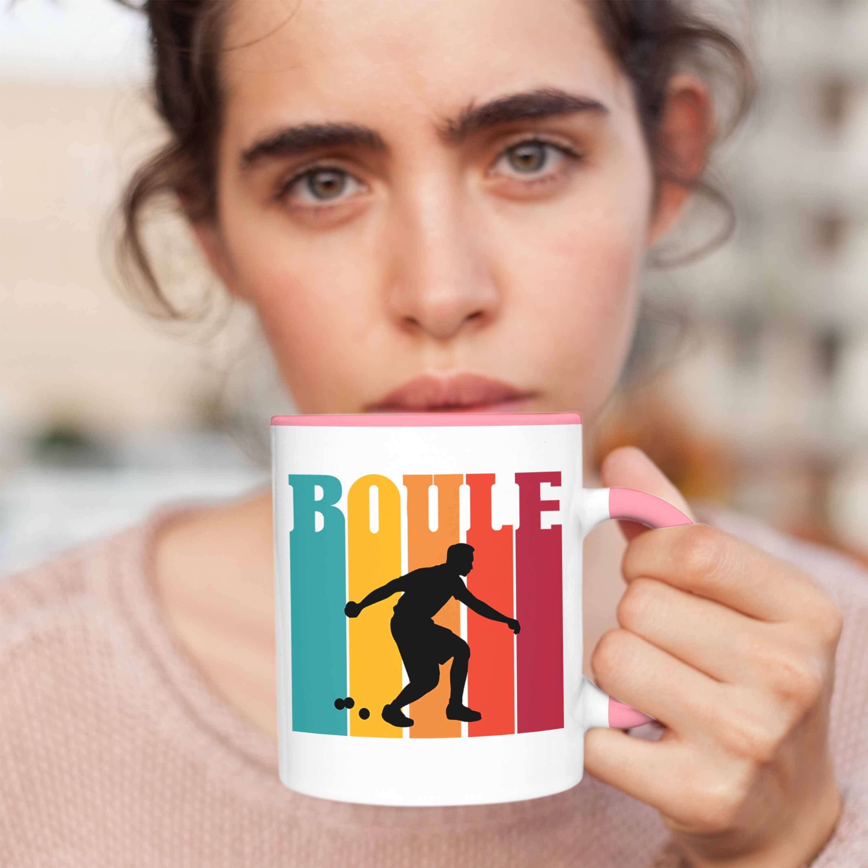 Boule Geschenkidee als für Tasse Spruch Boule-Spieler Tasse Trendation Rosa