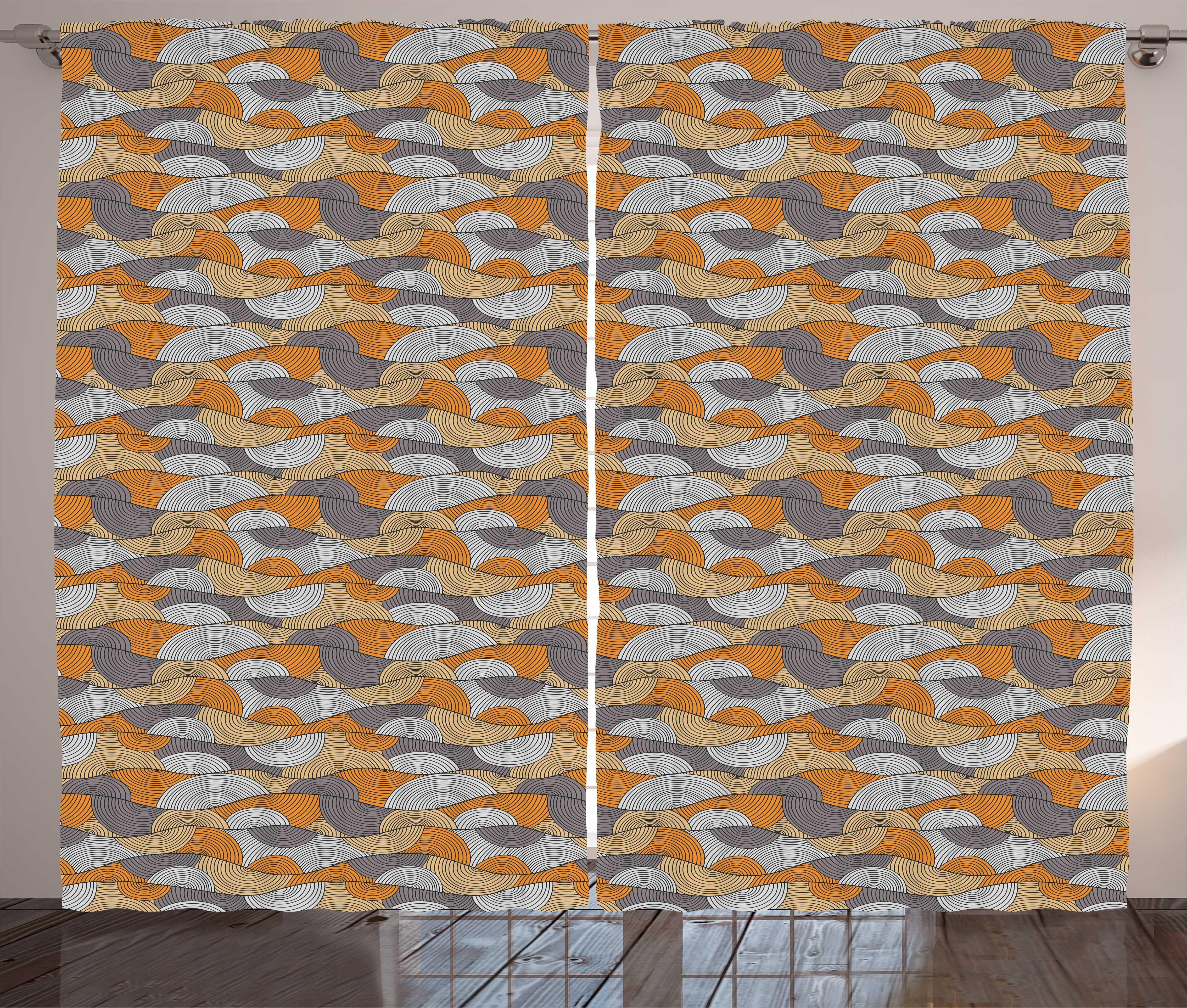 Gardine Schlafzimmer Kräuselband Vorhang mit gezeichnet Kurven Zusammenfassung Hand Wellen Schlaufen von und Abakuhaus, Haken