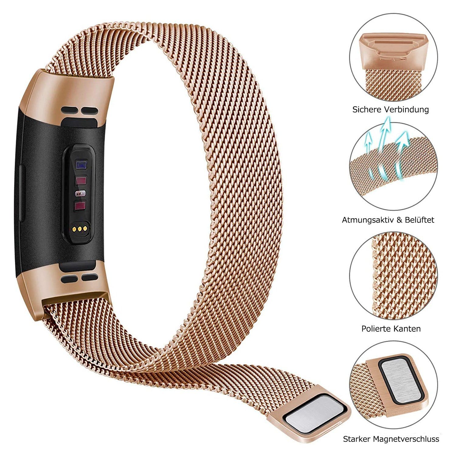 Fitbit zggzerg Armband Roségold Armband Fitbit 3 4 Charge Uhrenarmband Charge Fitbit