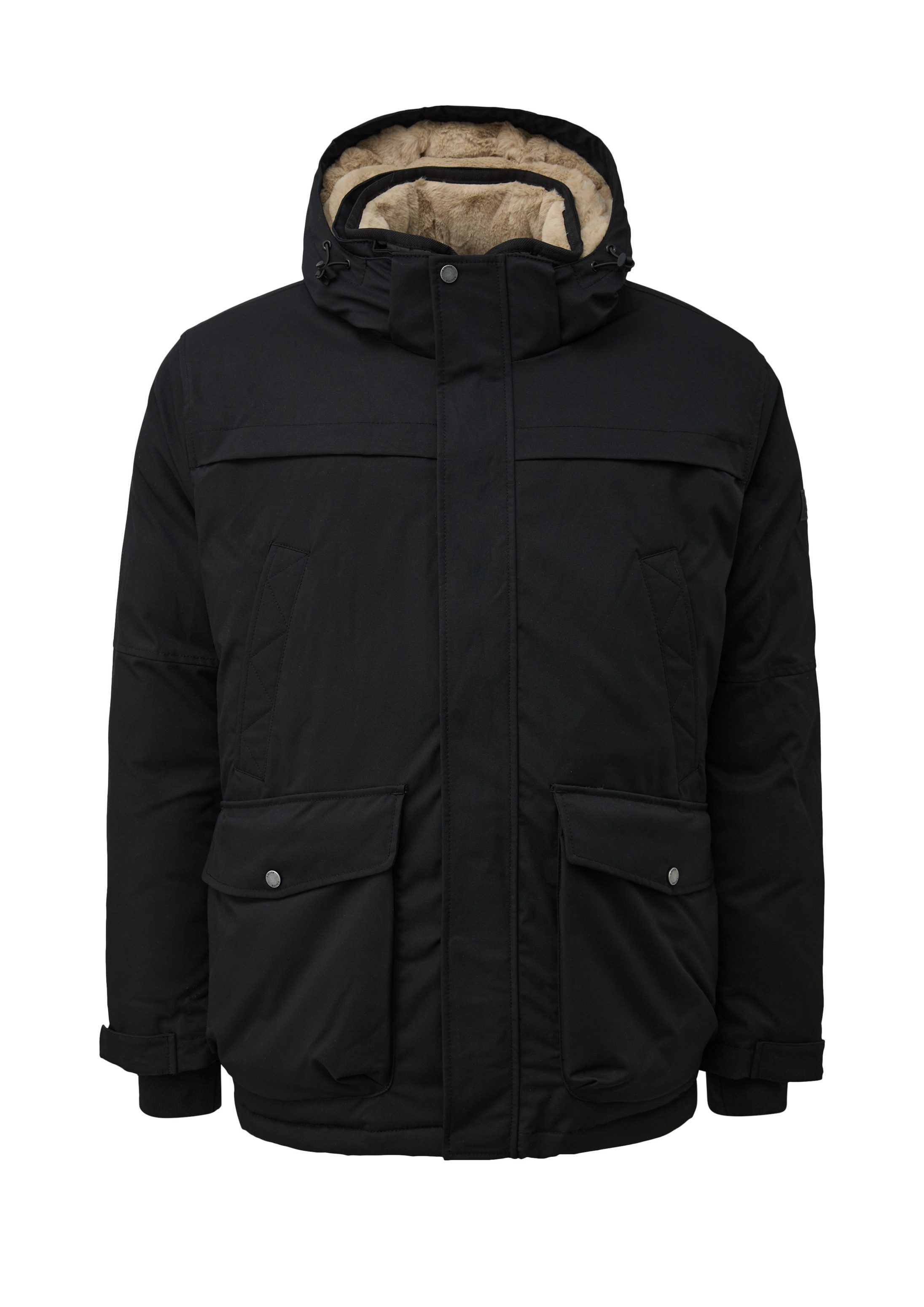 s.Oliver Winterjacke Outdoor-Jacke Outdoor-Parka mit abnehmbarer Kapuze und Teddy-Details