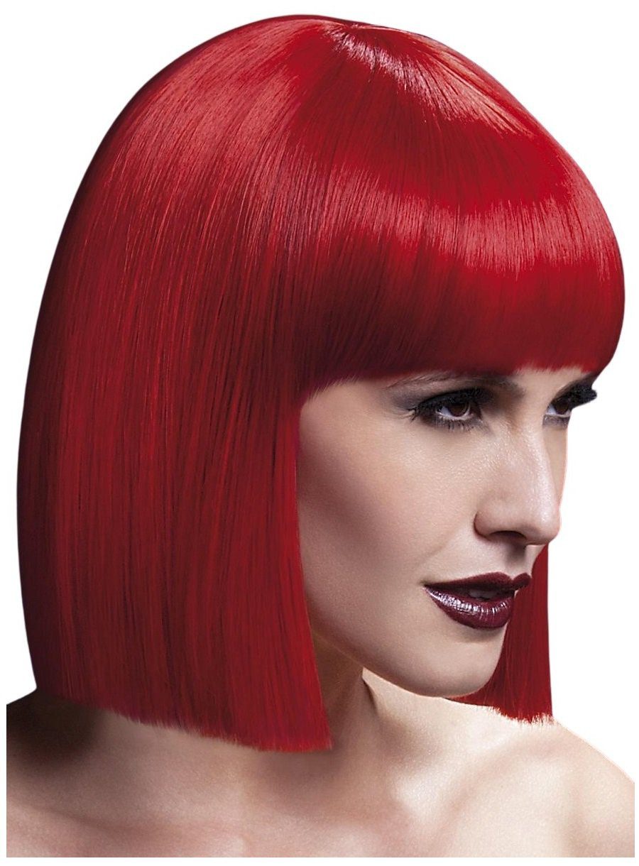 Smiffys Kostüm-Perücke Blunt Cut rot - Kostüm Perücke für Fasching, Hochwertige Kunsthaar-Perücken aus der Fever Wig Collection