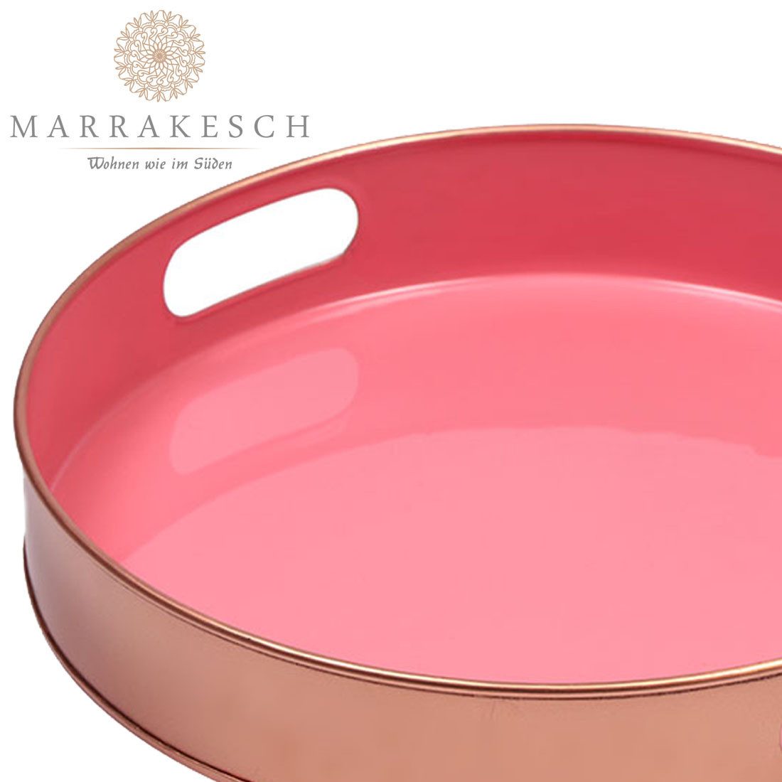 Marrakesch Orient & Mediterran Interior Dekotablett Skandinavisches Design Serviertablett Aarhus Rosa Rund (1 St), Handarbeit