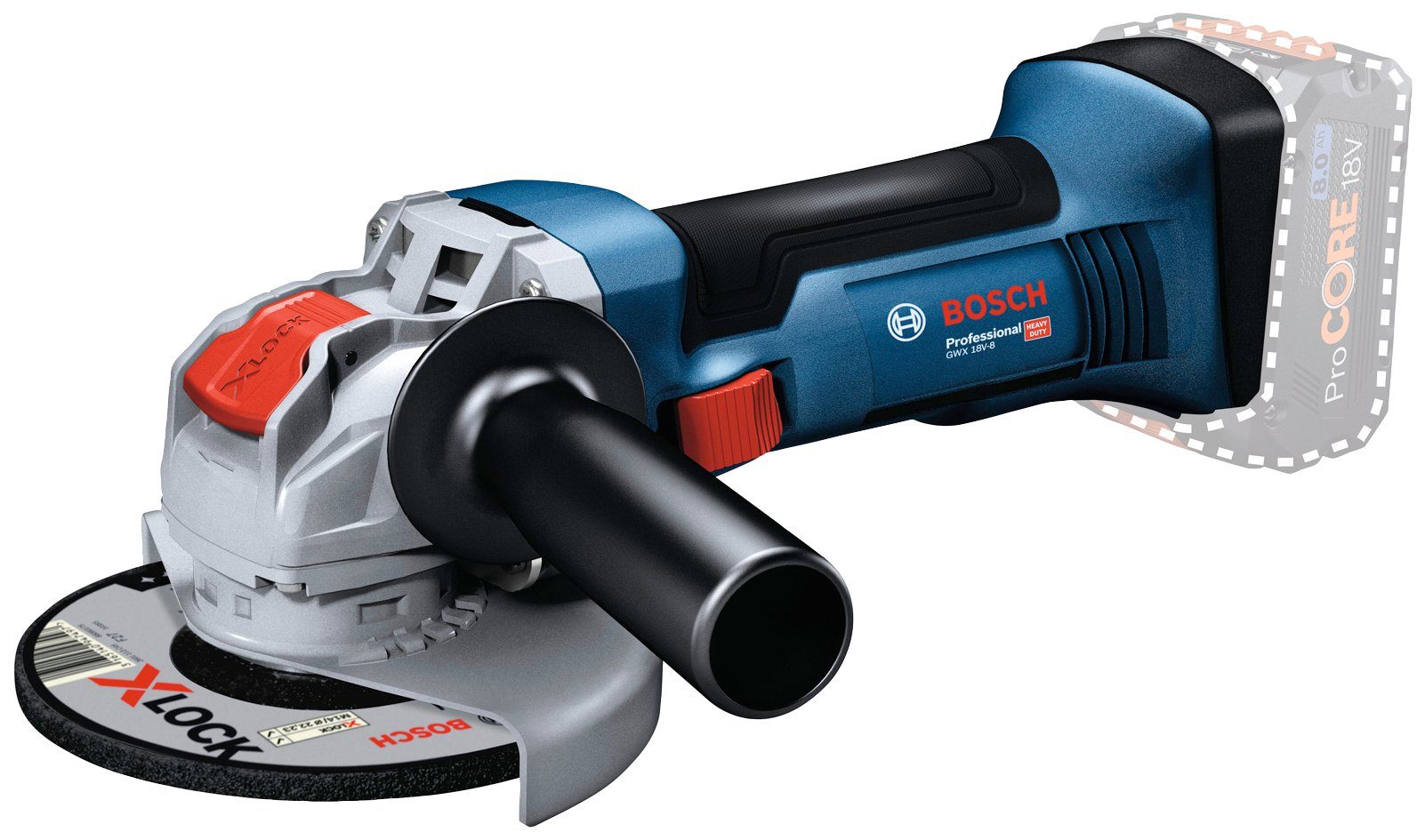 Bosch Professional Akku-Winkelschleifer GWX solo ohne 125mm Ladegerät 18V-8 (C) und Akku CLC