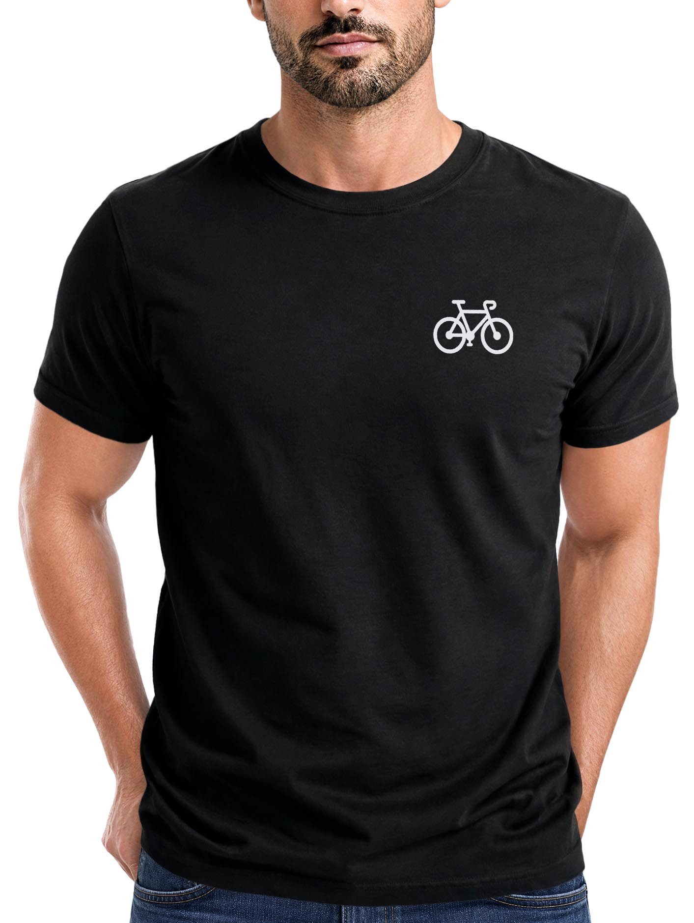 Neverless Print-Shirt Herren T-Shirt Fahrrad Bike Printshirt Logo Aufdruck Radfahrer mit Print