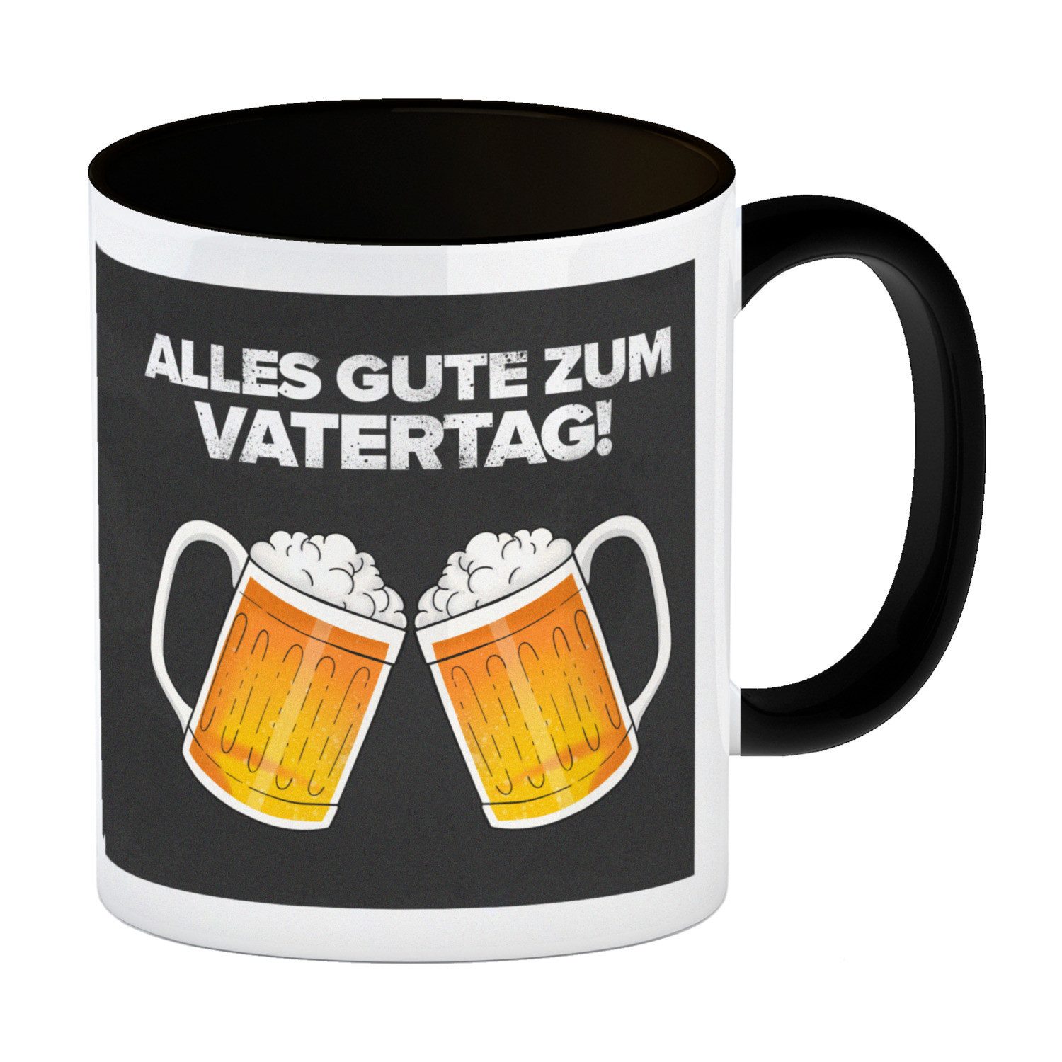 speecheese Tasse Alles gute zum Vatertag Kaffeebecher Schwarz mit prostenden Bierkrügen