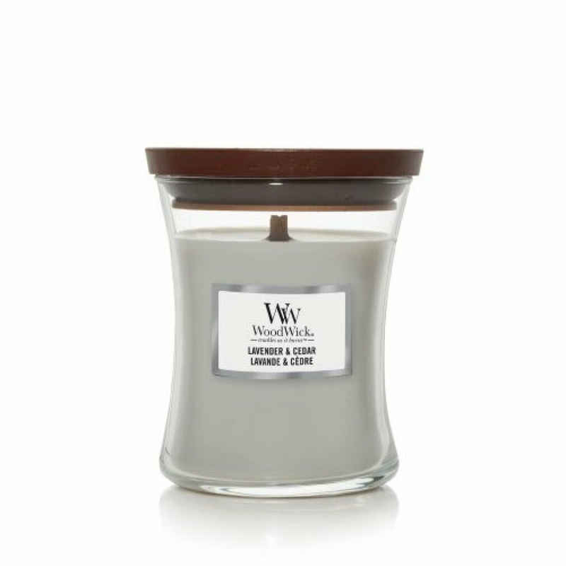 Woodwick Duftkerze »WoodWick Lavendel & Zedernholz Duftkerze mit Holzdocht 275 g« (Eine Kerze)