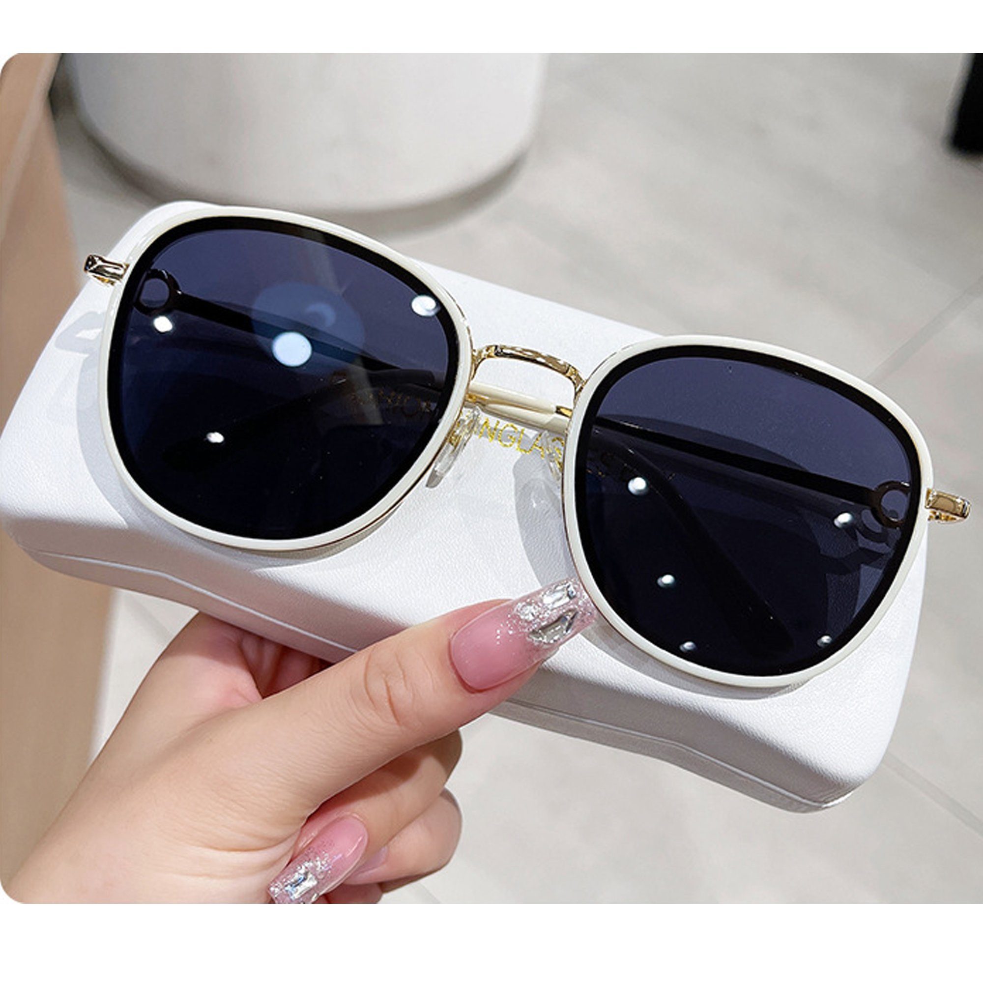 IBETTER Sonnenbrille Damen,Herren Halbgestelle Unregelmäßige Farbverlauf Sonnenbrille (Unisex mit UV400 Schutz Vintage)