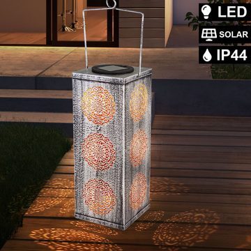 etc-shop Gartenleuchte, LED-Leuchtmittel fest verbaut, Warmweiß, 2x LED Solar Außen Steck Steh Leuchten Park Balkon Lampen Hänge