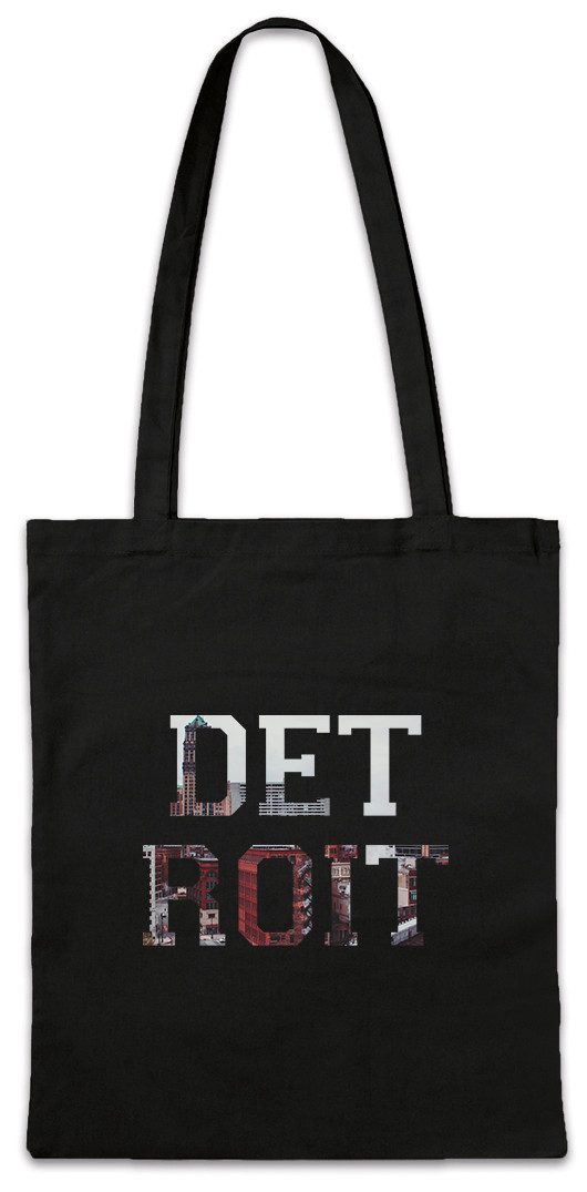 Beuteltasche Detroit Stofftasche Michigan Skyline Stadt City USA Amerika Rock US